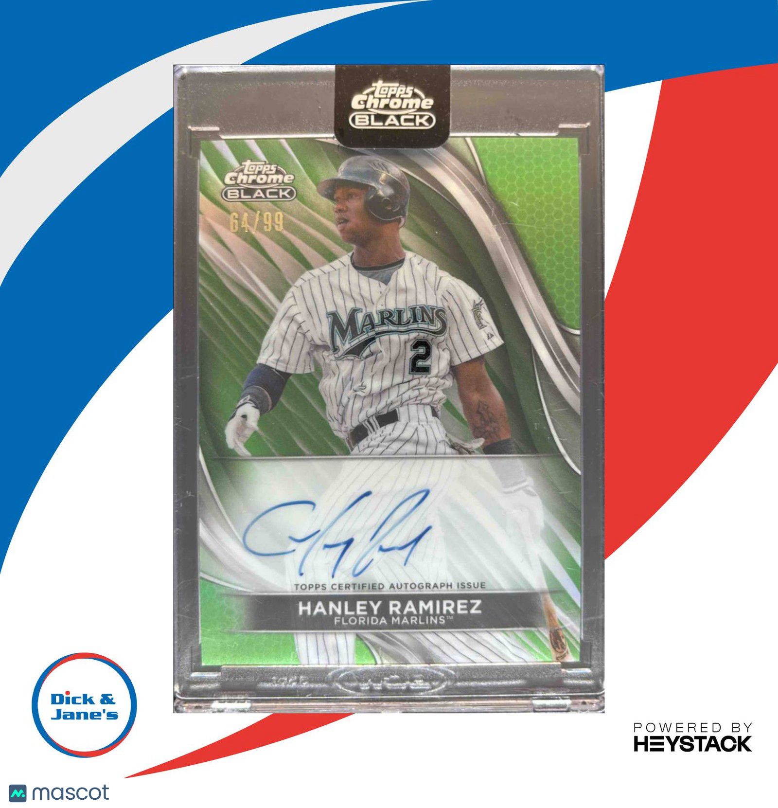 2024 Topps Chrome Black Hanley Ramirez Auto Green Refractor 64/99 #CBA-HR - Sports Cards