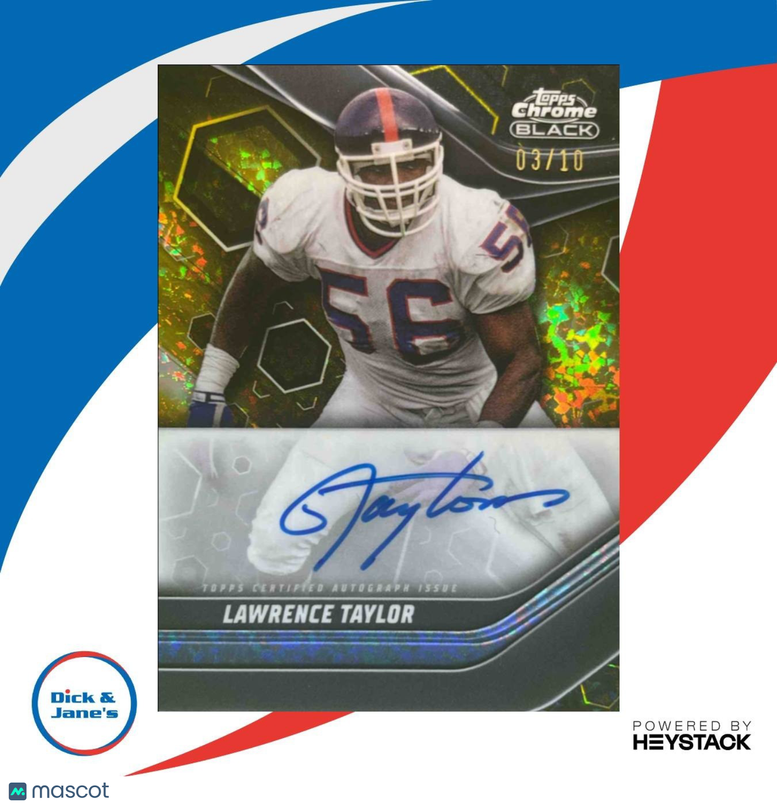 2024 Topps Chrome Black Lawrence Taylor Auto /10 Giants TCBA-lT - Sports Cards