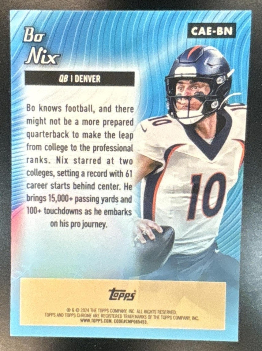2024 Topps Chrome Bo Nix All-Etch #CAE-BN RC Denver Broncos - Sports Cards