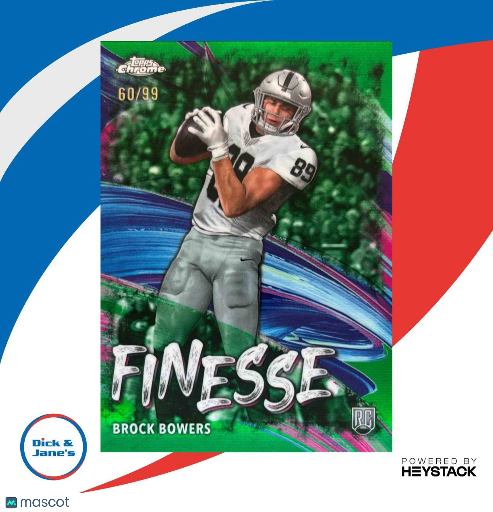 2024 Topps Chrome Brock Bowers Finesse Green Refractor /99 RC Las Vegas Raiders - Sports Cards