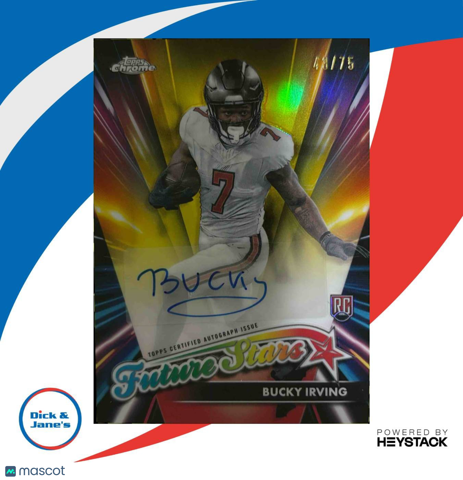 2024 Topps Chrome Bucky Irving Future Stars Auto Yellow Refractor 48/75 RC Tampa - Sports Cards