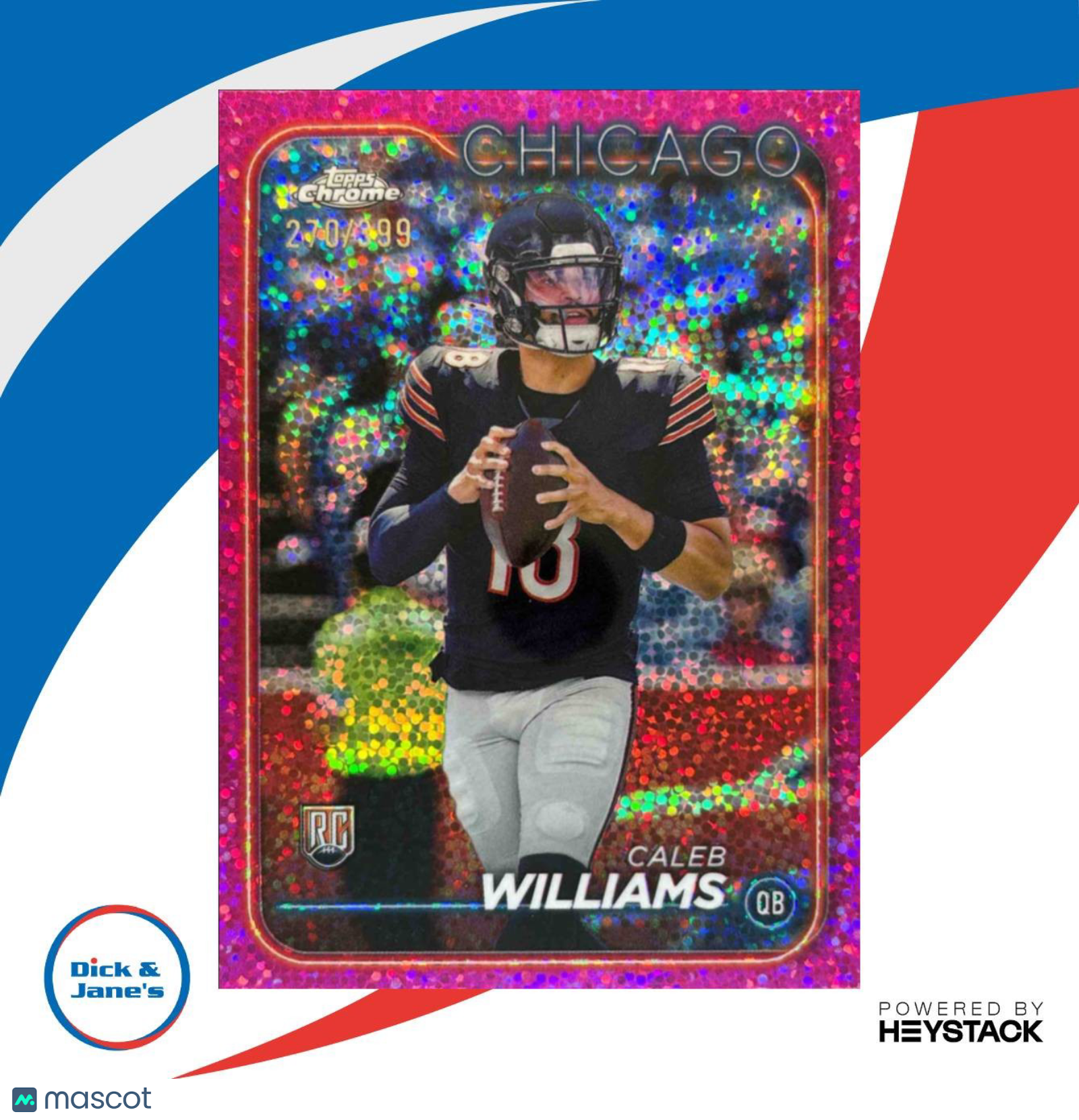2024 Topps Chrome Caleb Williams Magenta Speckle Refractor /399 #202 RC Bears - Sports Cards