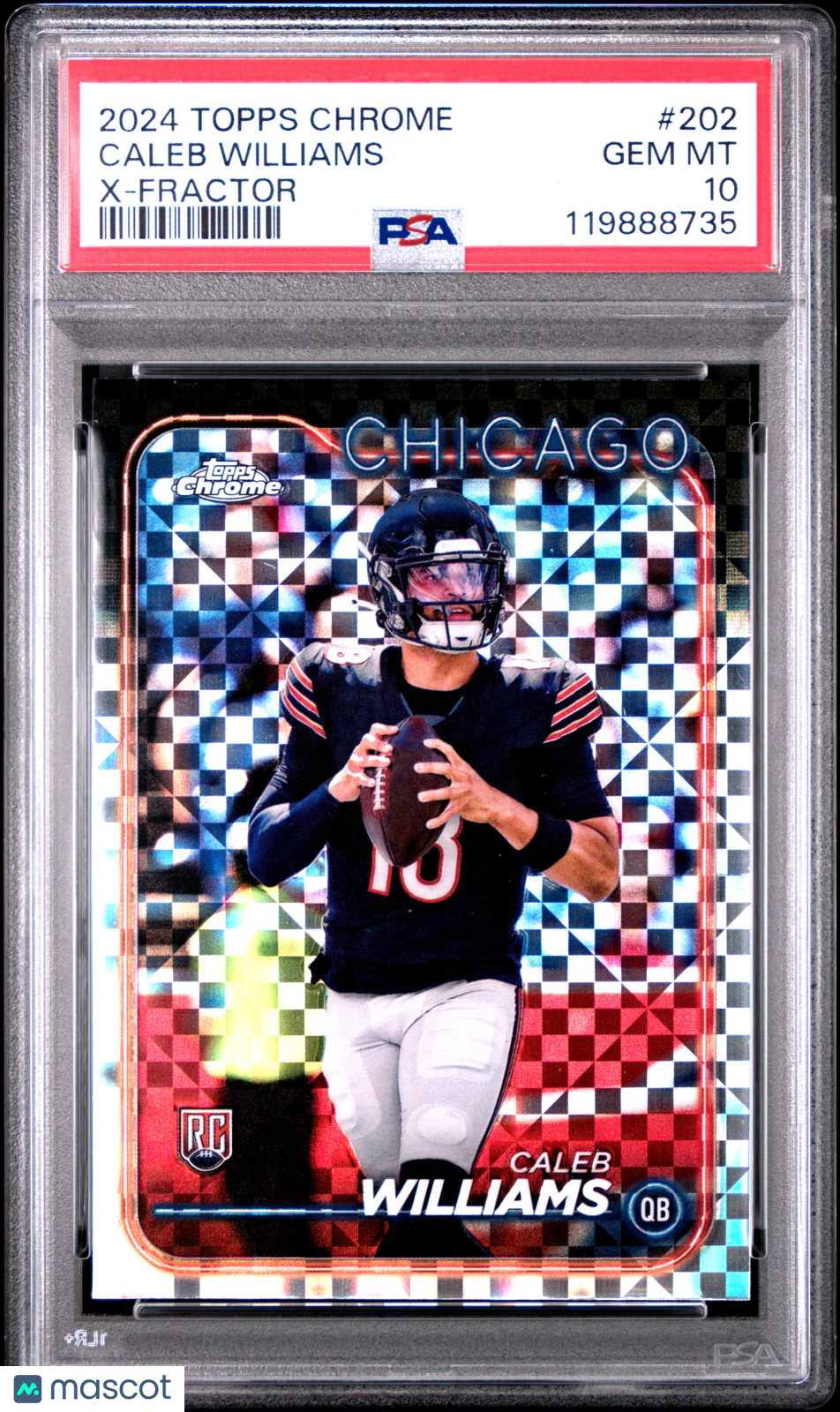 2024 Topps Chrome Caleb Williams X Fractor Rookie #202 PSA 10 GEM MINT Chicago - Graded Sports Cards