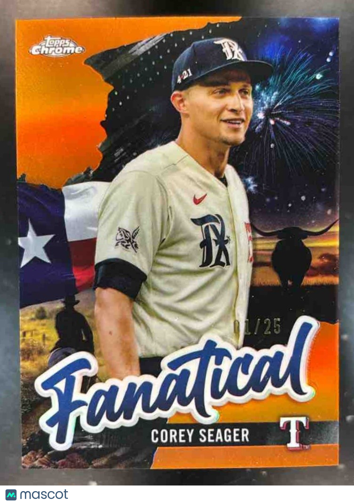 2024 Topps Chrome Corey Seager Fanatical Orange Refractor 1/25 #FAN-12 Rangers - Sports Cards