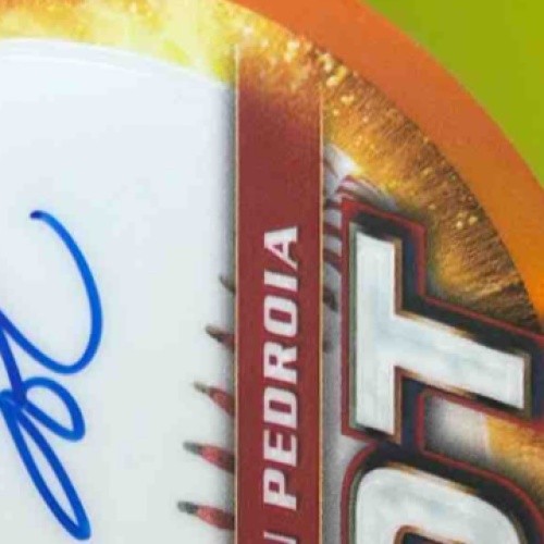 2024 Topps Chrome Dustin Pedroia On the Spot Die Cut Auto Orange Refractor 16/25 - Sports Cards