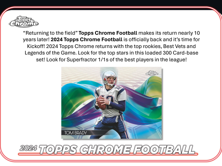 2024 Topps Chrome Football Hobby Box (2 Autographs / Box) - NFL Hobby Box