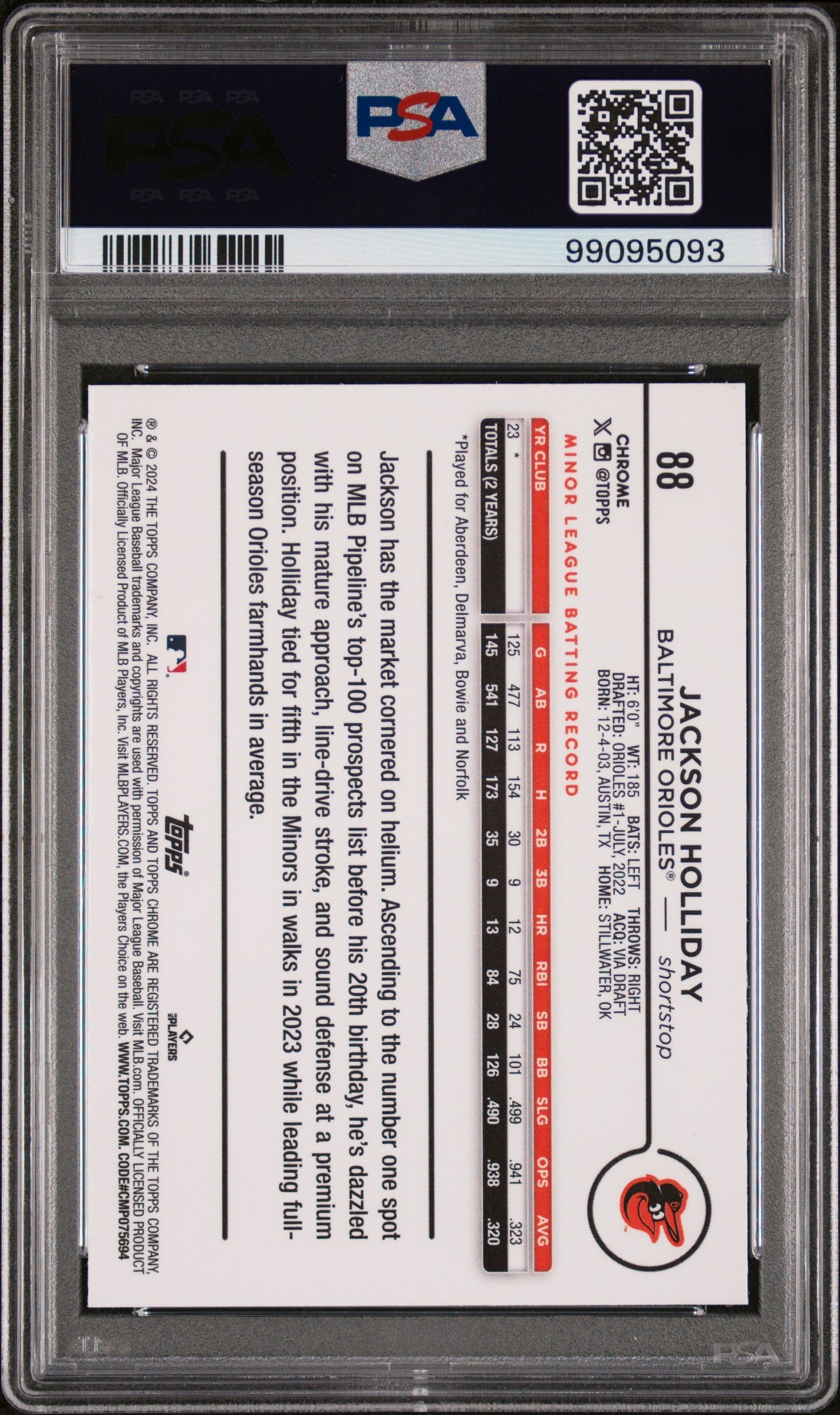 2024 Topps Chrome Jackson Holliday #88 PSA 10 - Graded Sports Cards