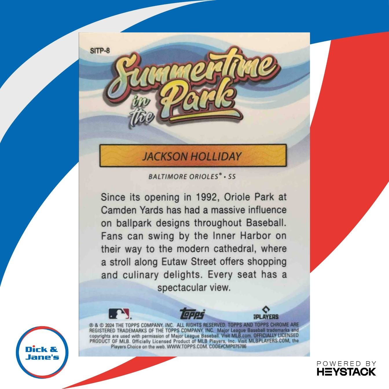 2024 Topps Chrome Jackson Holliday Summertime in the Park #SITP-8 RC Orioles - Sports Cards