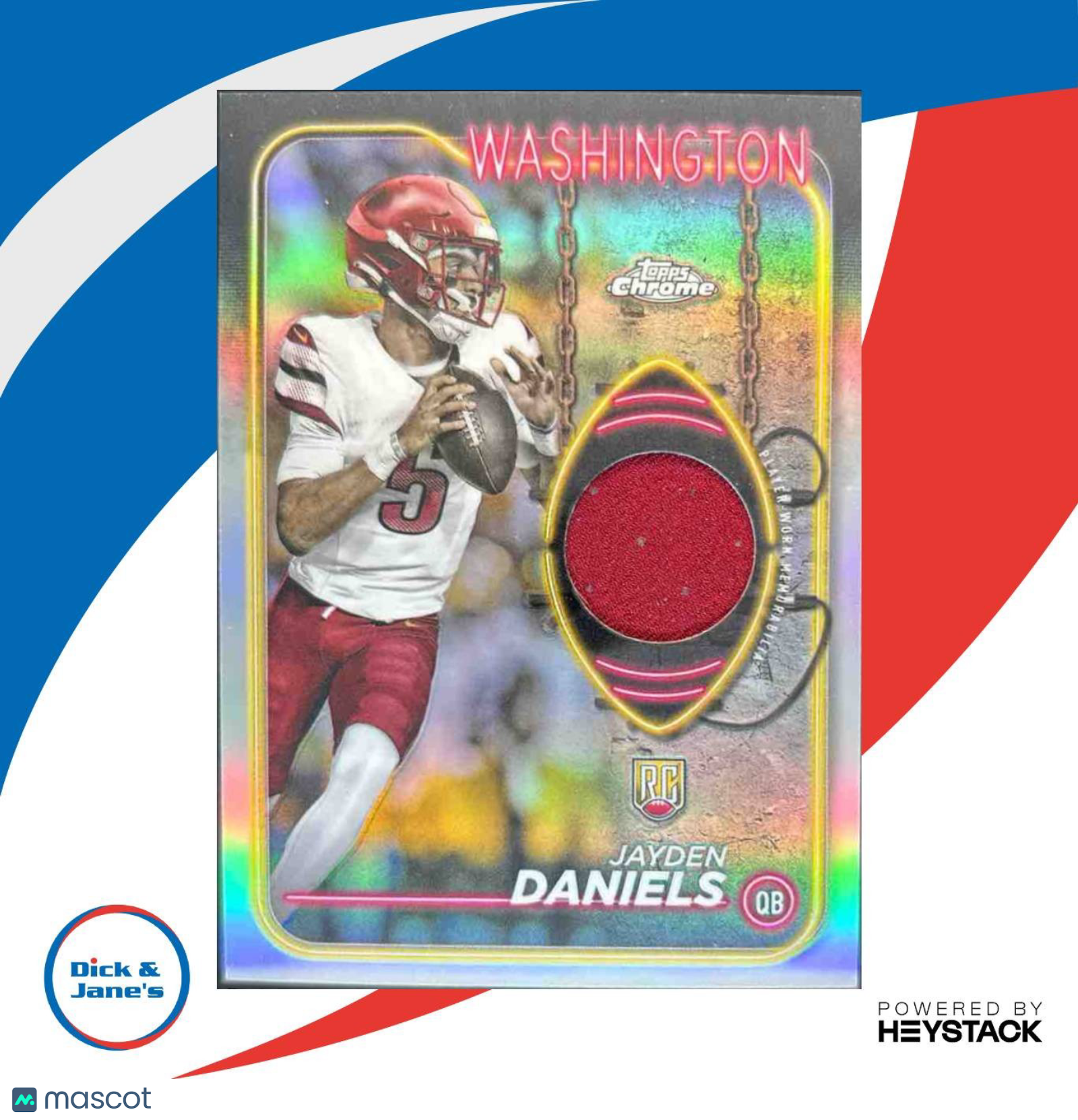 2024 Topps Chrome Jayden Daniels Rookie Relics MEM RC Washington Commanders - Sports Cards