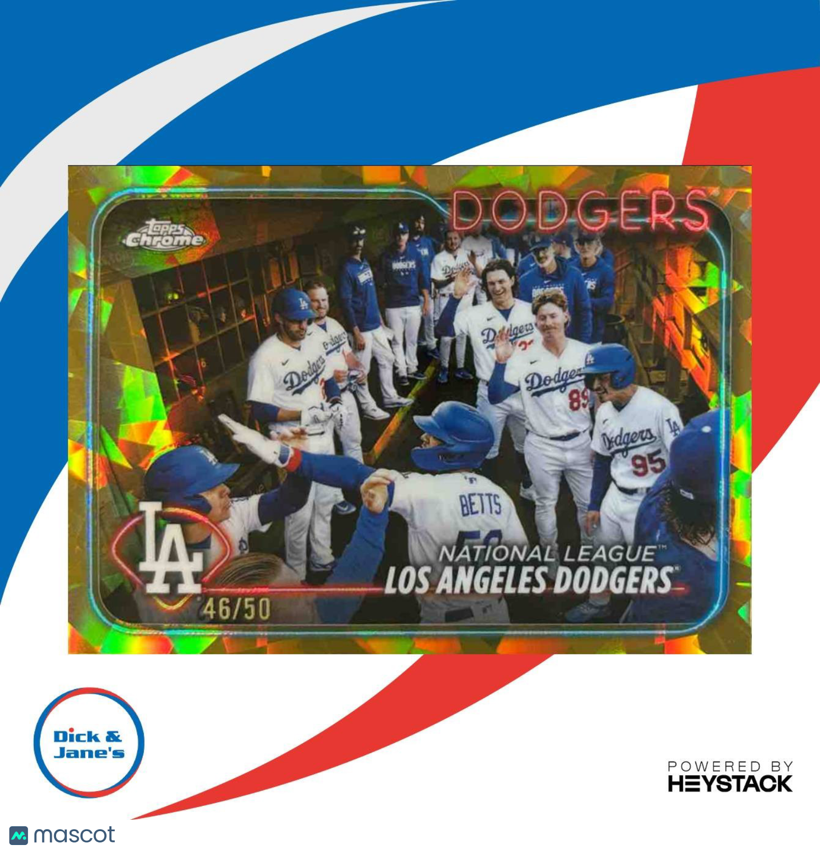 2024 Topps Chrome Sapphire Los Angeles Dodgers Team Card Gold Refractor /50 #183 - Sports Cards