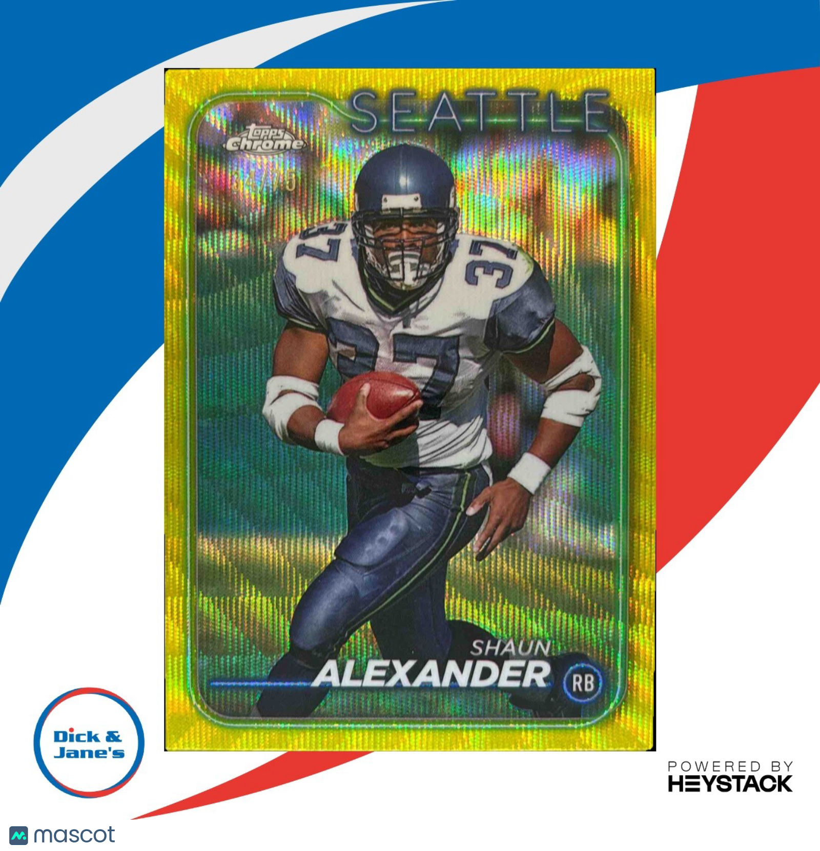 2024 Topps Chrome Shaun Alexander Yellow Wave Refractor 34/75 Seattle Seahawks - Sports Cards