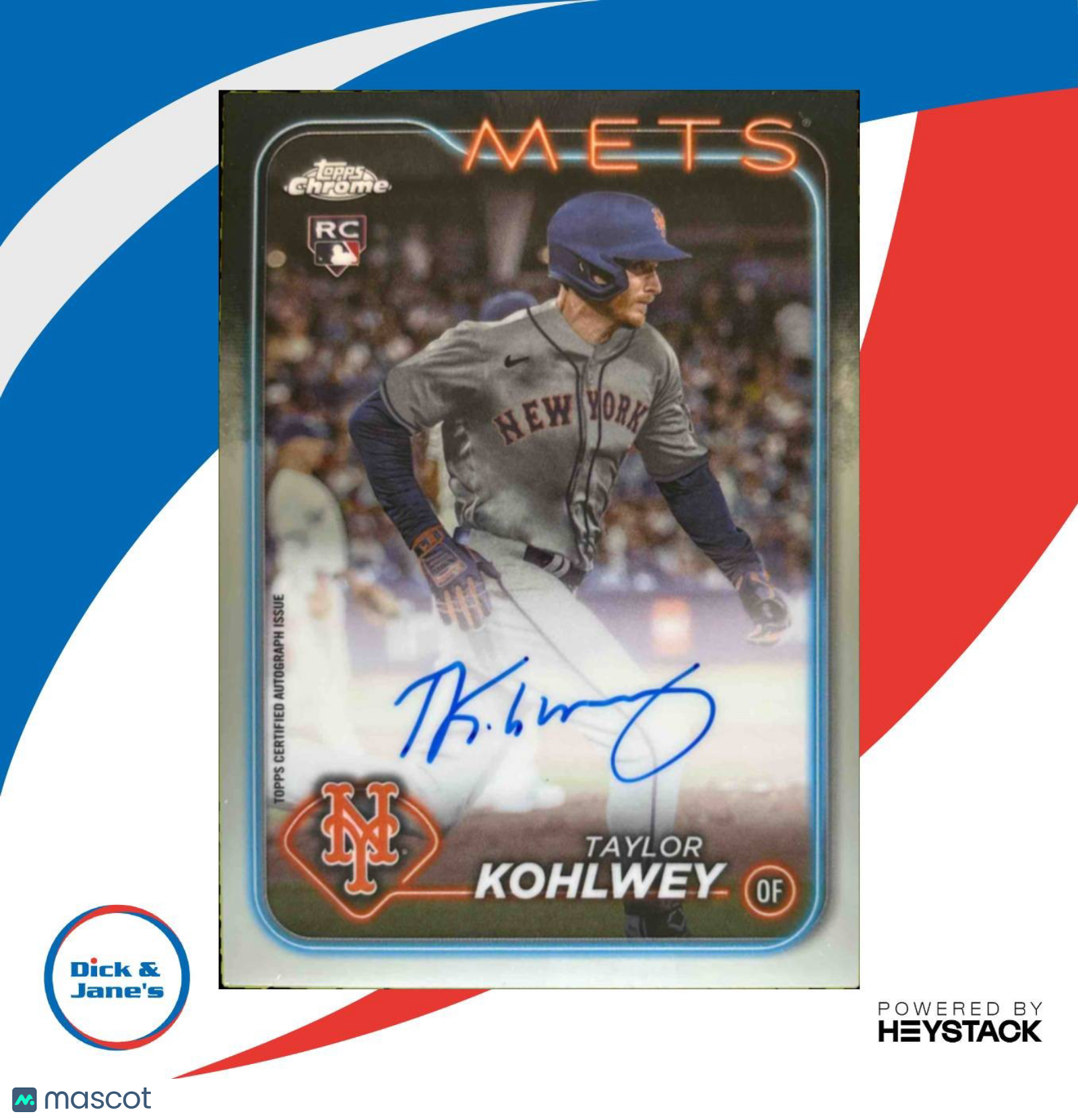 2024 Topps Chrome Taylor Kohlwey Rookie Auto #RA-TK RC New York Mets - Sports Cards