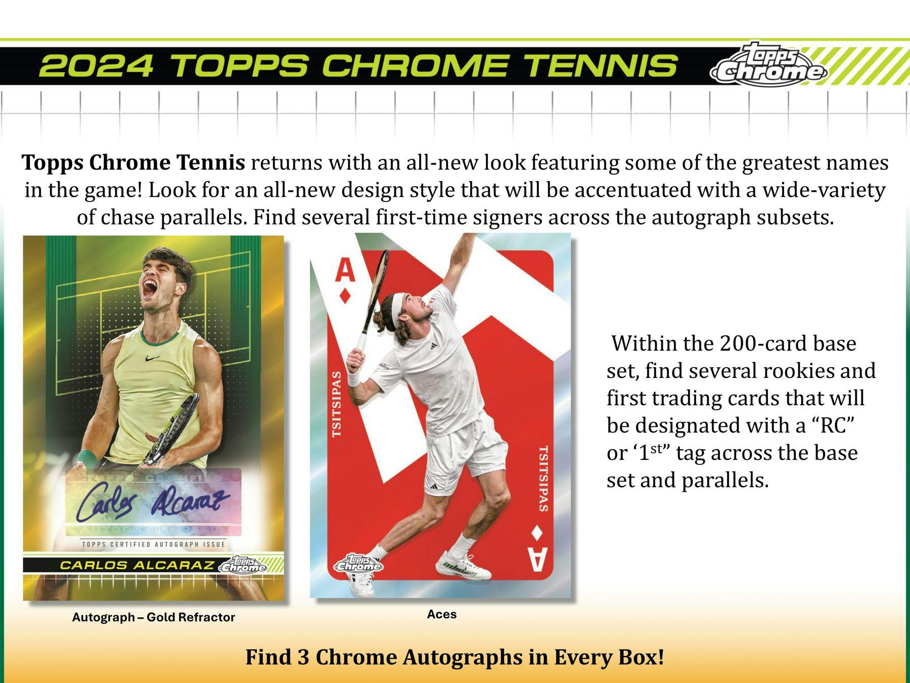 2024 Topps Chrome Tennis Hobby Box (3 Autographs) - Tennis Hobby Box
