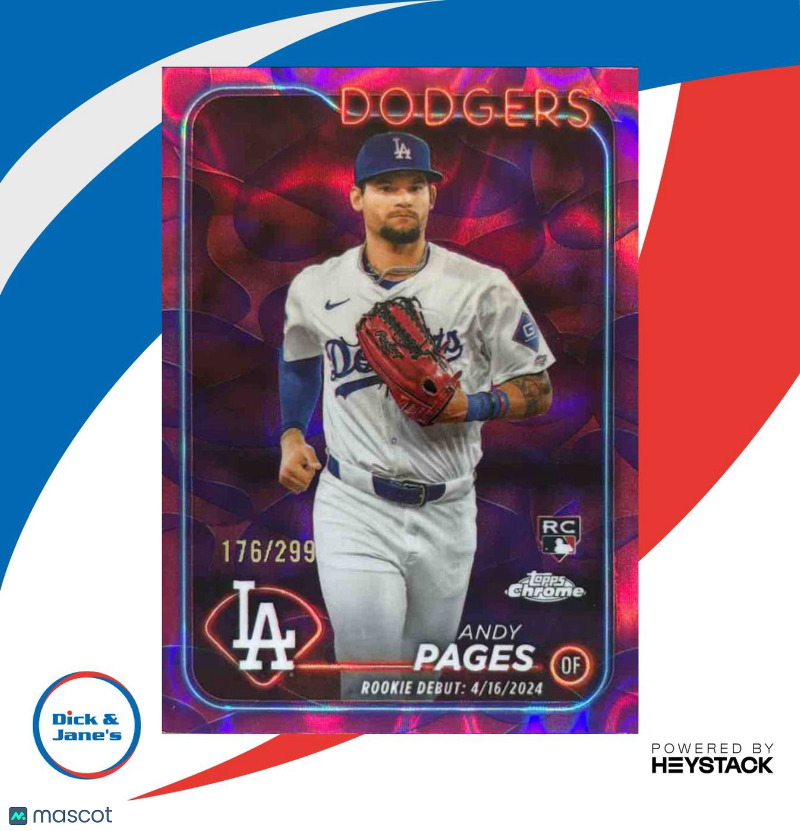 2024 Topps Chrome Update Andy Pages Lava Lamp Refractor /299 #USC186 RC Dodgers - Sports Cards