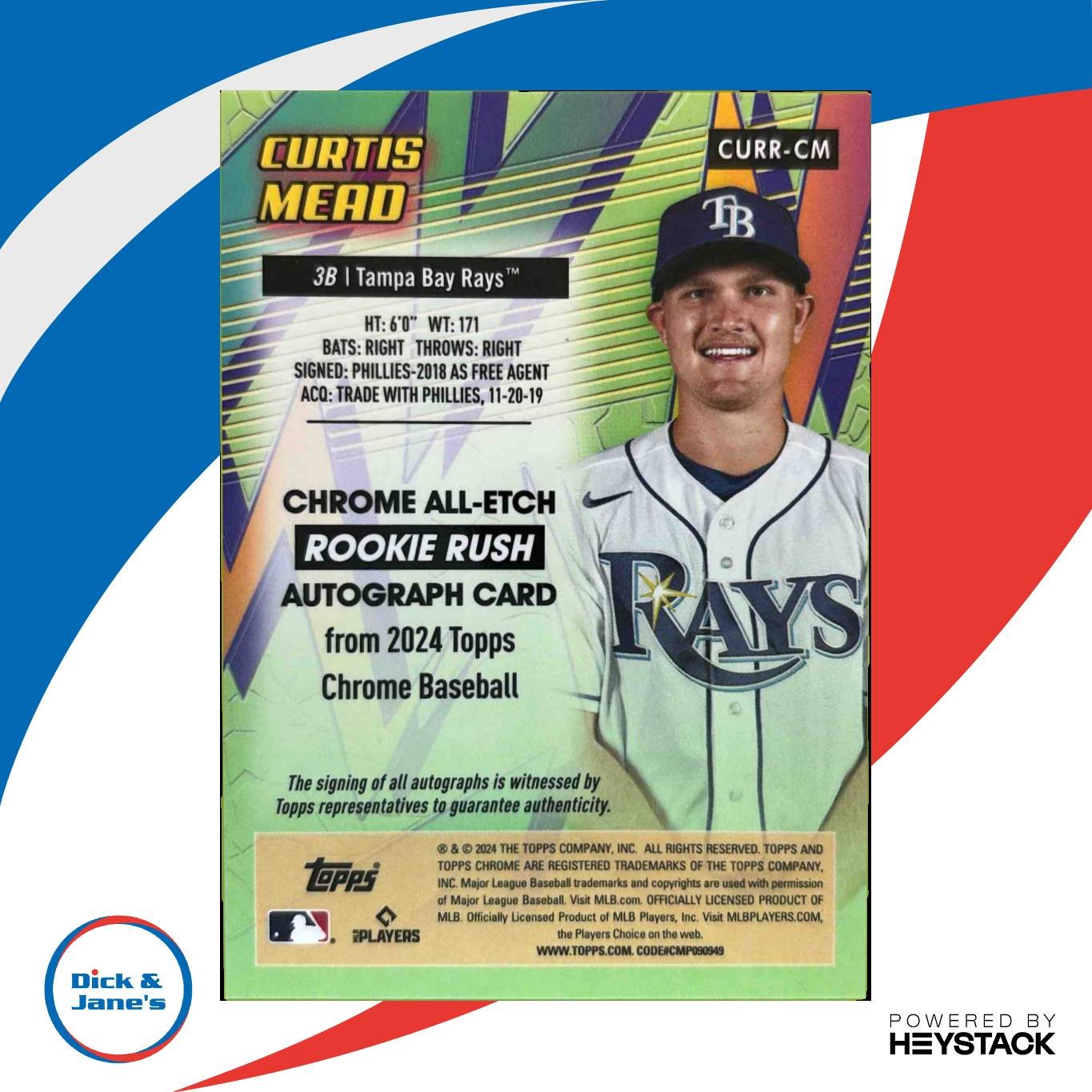 2024 Topps Chrome Update Curtis Mead All-Etch Rookie Rush Auto Gold Refractor/10 - Sports Cards