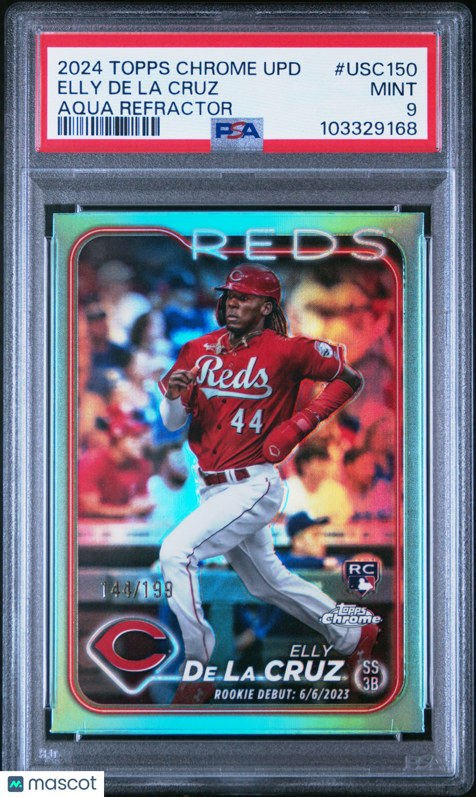 2024 Topps Chrome Update Elly De La Cruz Aqua Refractor /199 #USC150 PSA 9 - Graded Sports Cards