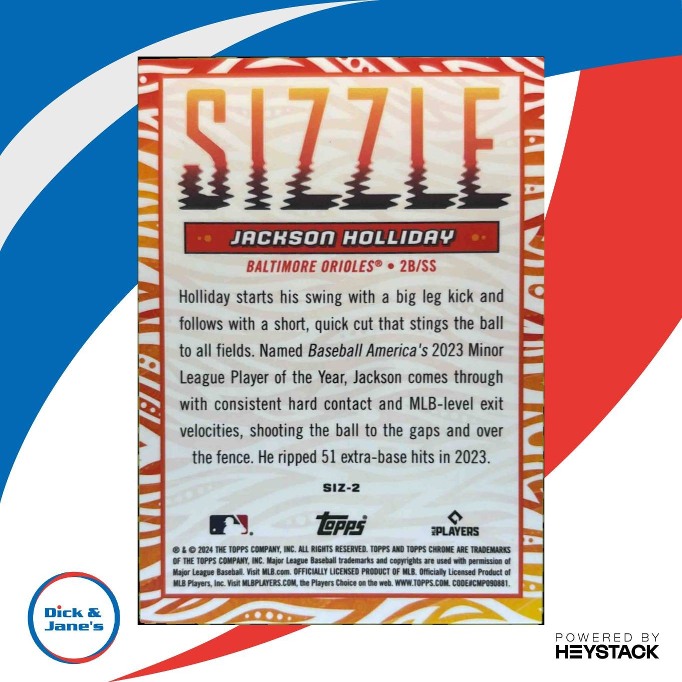 2024 Topps Chrome Update Jackson Holliday Sizzle #SIZ-2 RC Baltimore Orioles - Sports Cards