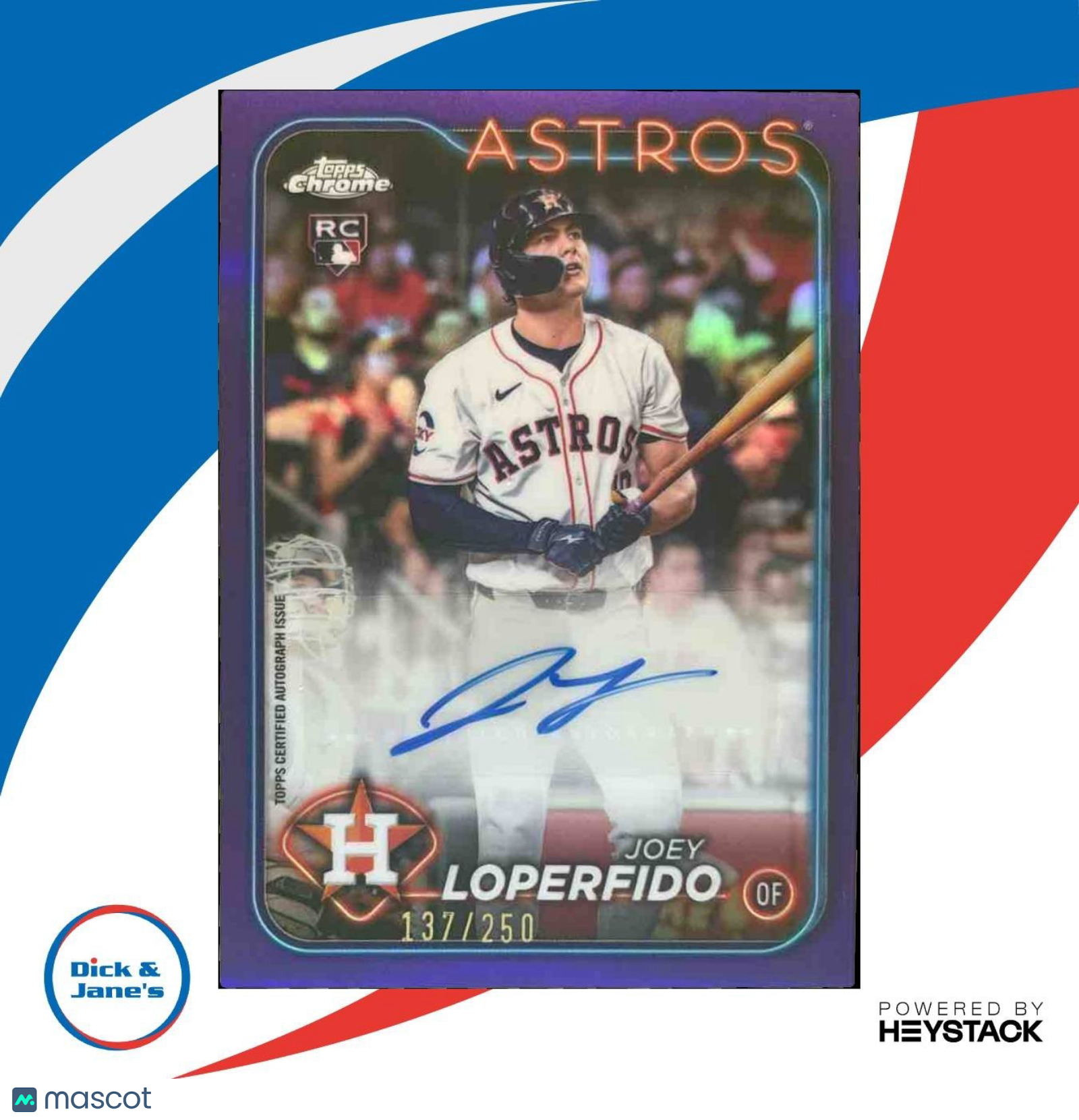 2024 Topps Chrome Update Joey Loperfido Auto Purple /250 RC Houston Astros - Sports Cards