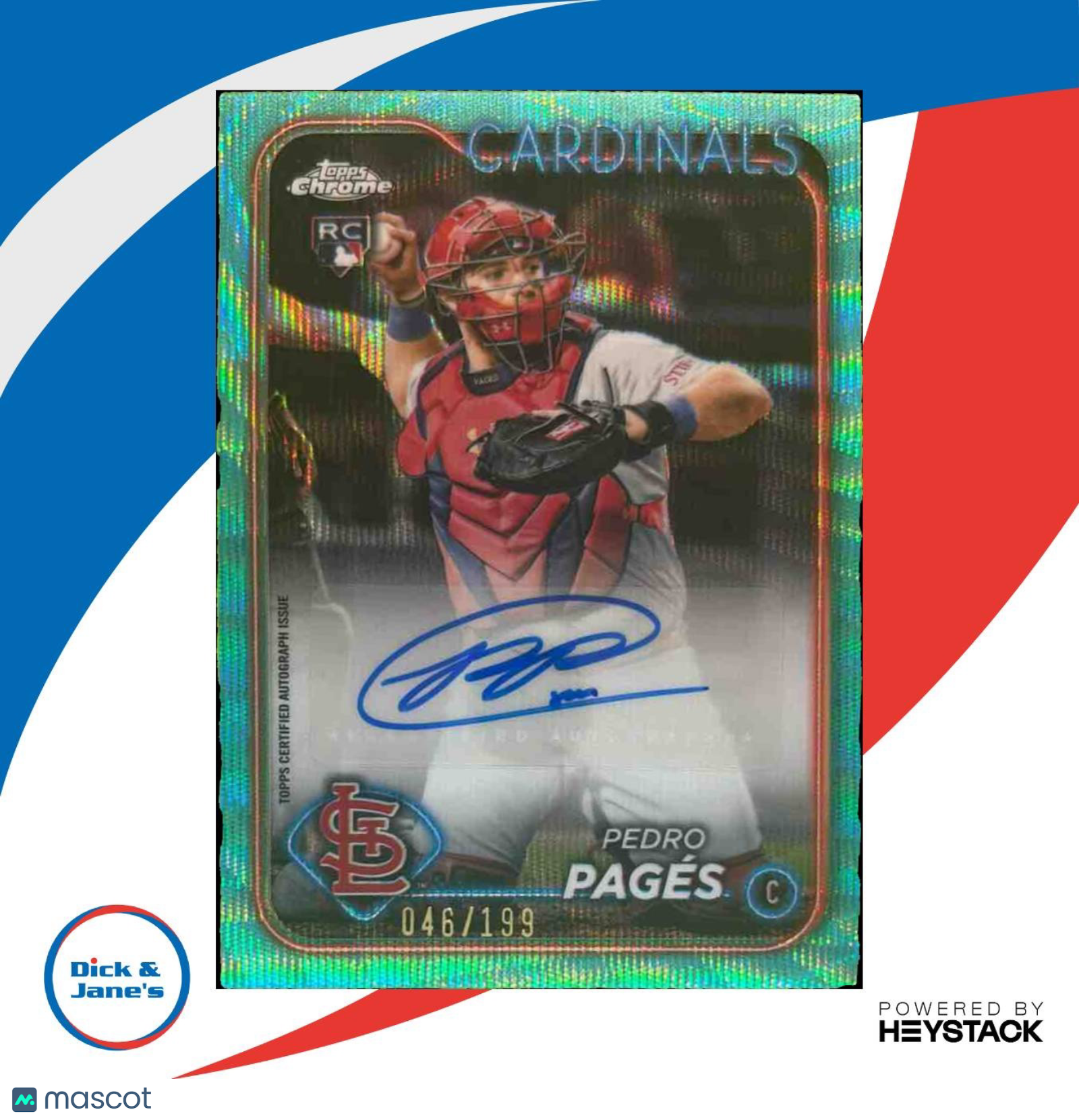 2024 Topps Chrome Update Pedro Pages Auto Aqua Wave /199 RC Cardinals - Sports Cards
