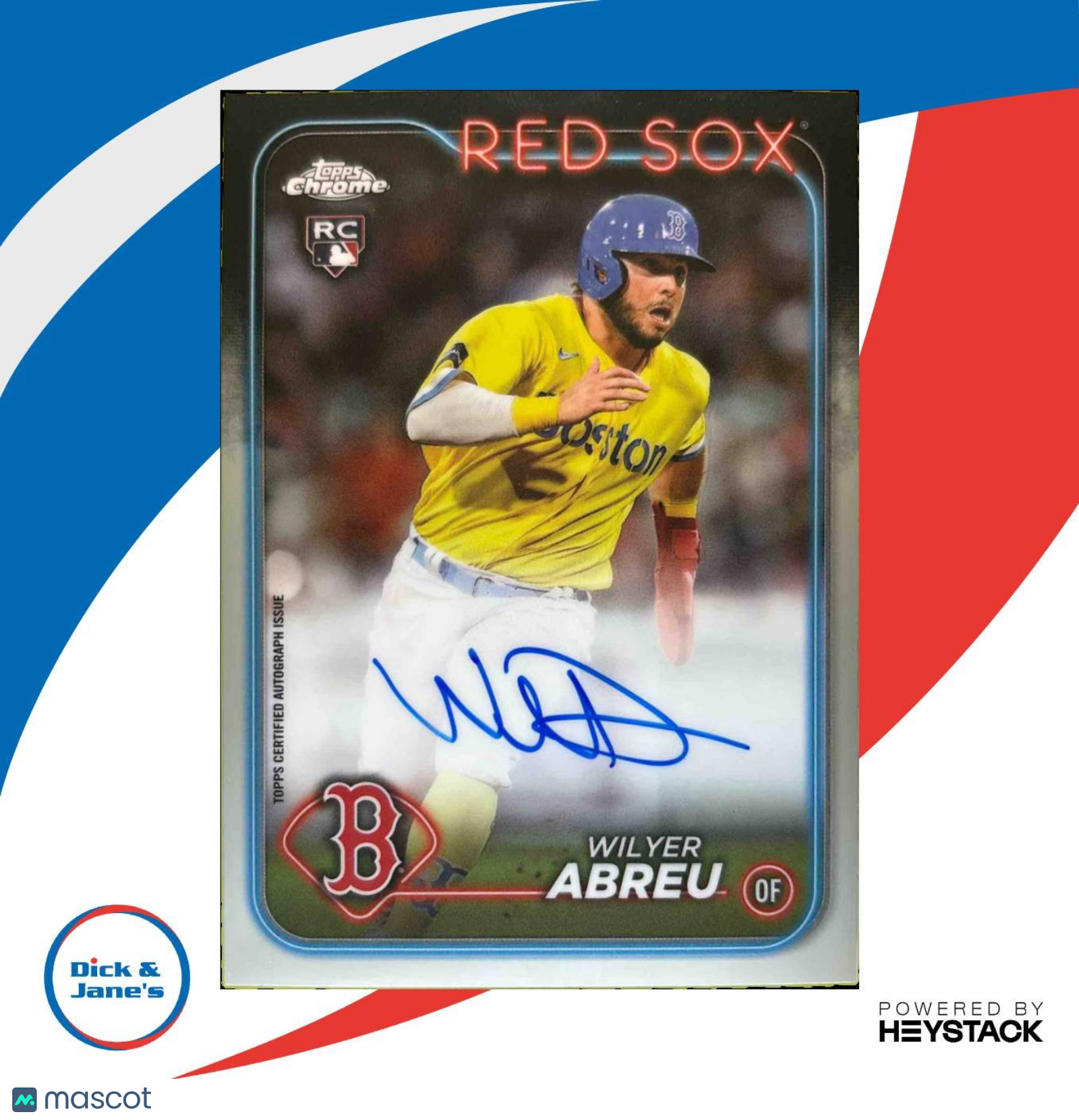 2024 Topps Chrome Wilyer Abreu Rookie Auto #RA-WA RC Boston Red Sox - Sports Cards