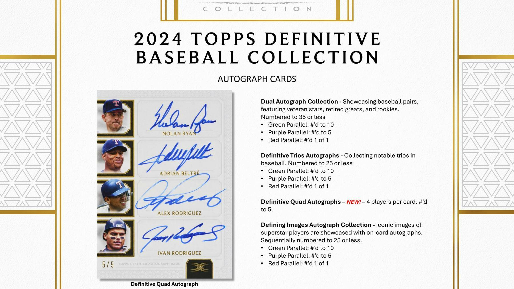 2024 Topps Definitive Collection Baseball Hobby Box (6 Autos and 2 Relics) - MLB hobby