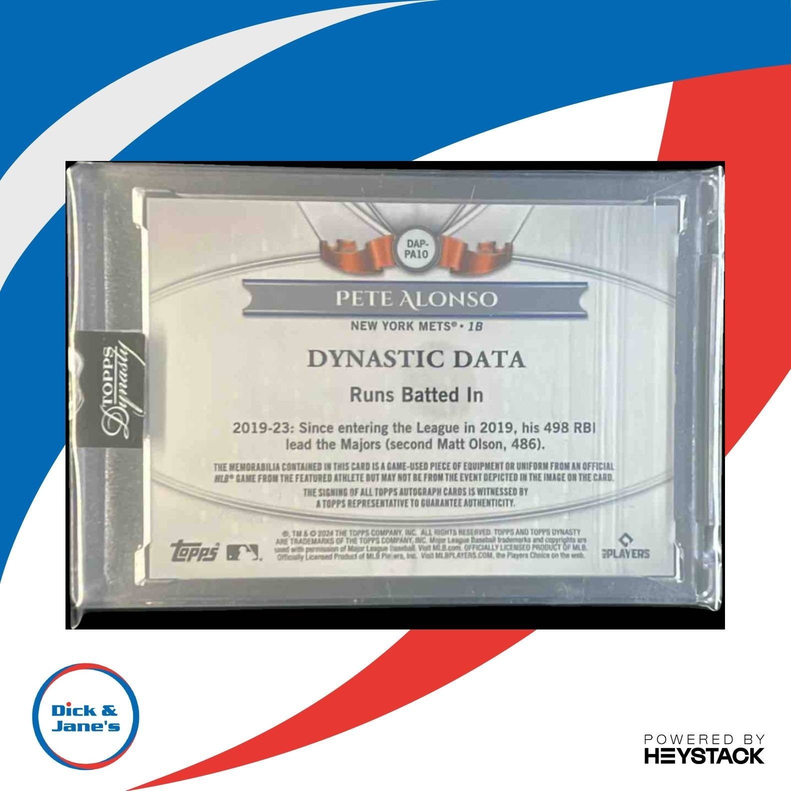 2024 Topps Dynasty Pete Alonso Auto Patch 03/10 #DAP-PA10 New York Mets - Sports Cards
