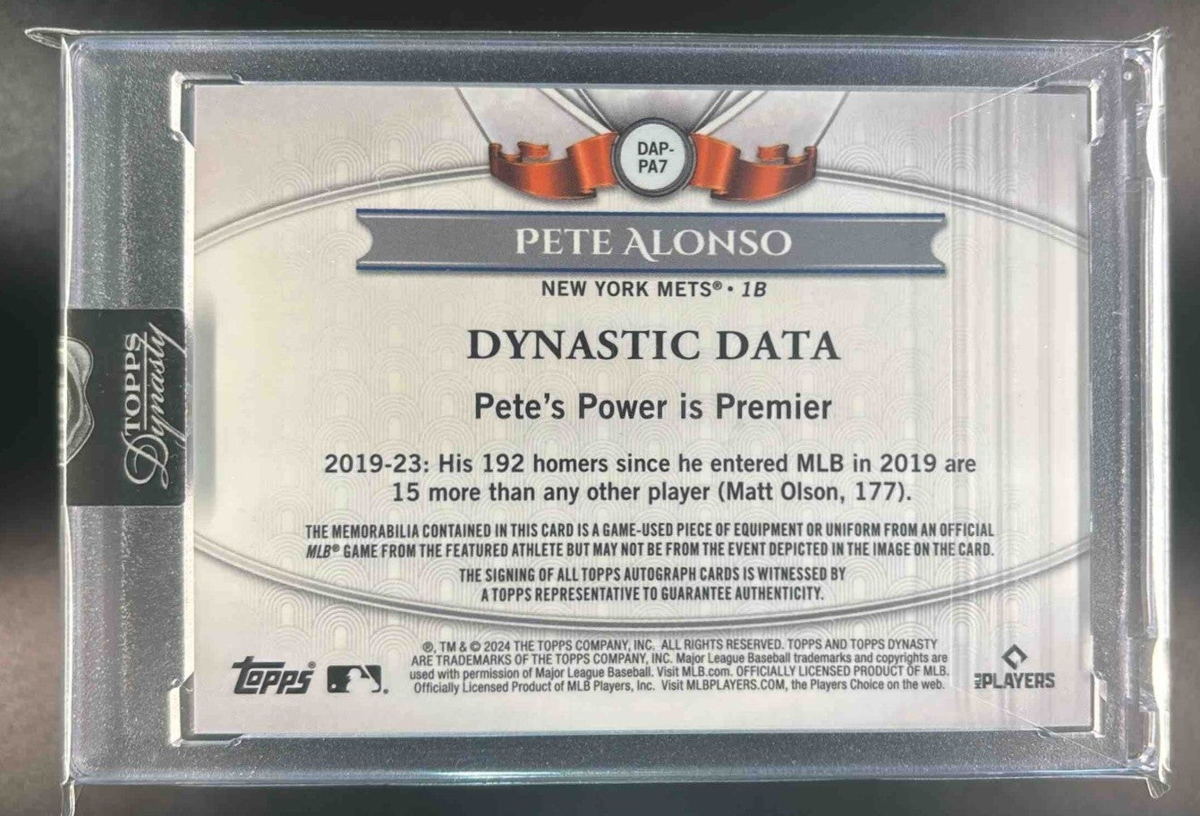 2024 Topps Dynasty Pete Alonso Auto Patch 6/10 #DAP-PA7 New York Mets - Sports Cards