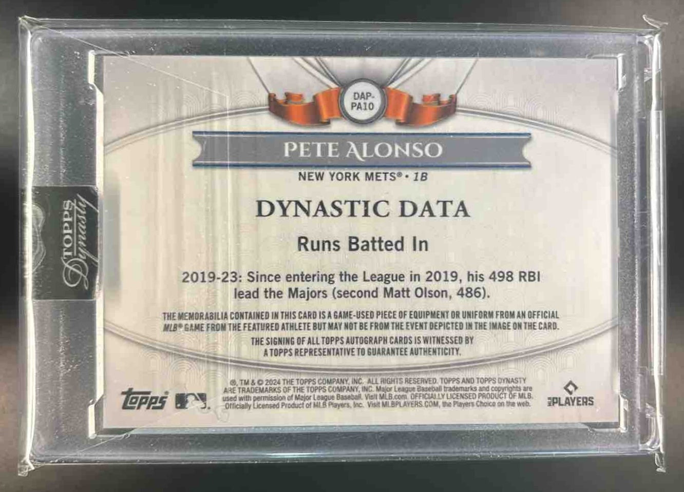 2024 Topps Dynasty Pete Alonso Auto Patch 7/10 #DAP-PA10 New York Mets - Sports Cards