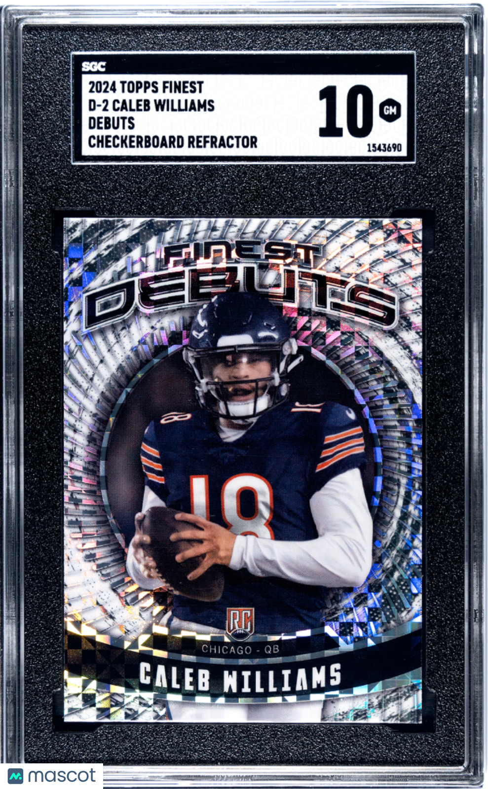 2024 Topps Finest Caleb Williams Debuts Checkerboard Refractor SGC 10 GEM MINT - Graded Sports Cards