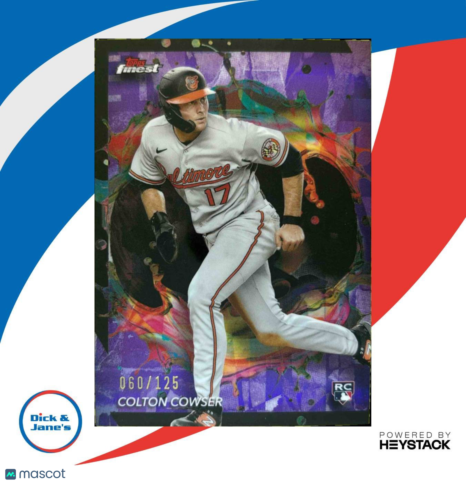 2024 Topps Finest Colton Cowser Purple Refractor 60/125 255 RC Baltimore Orioles - Sports Cards