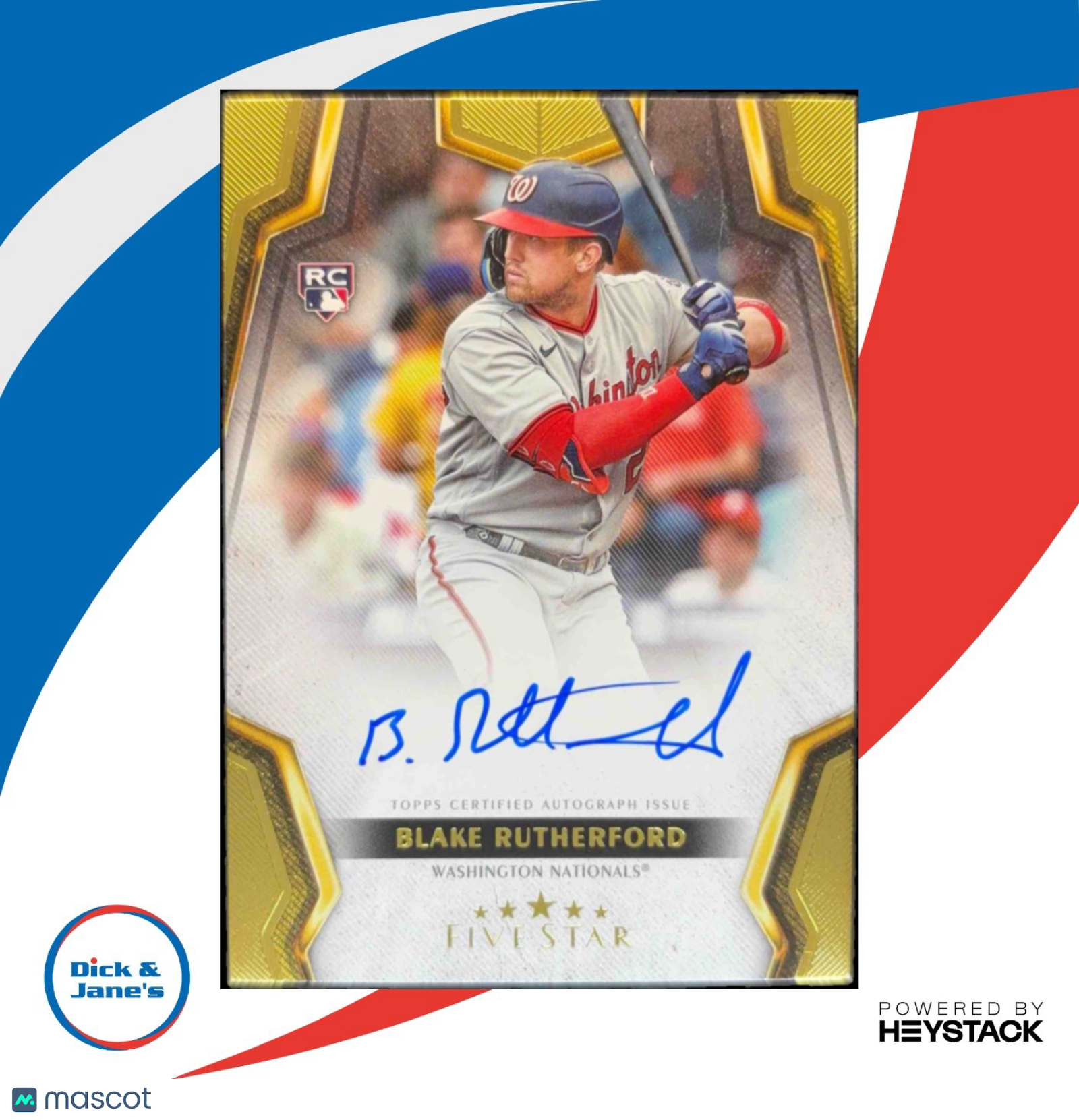 2024 Topps Five Star Blake Rutherford #FSA-BR RC Auto Washington Nationals - Sports Cards