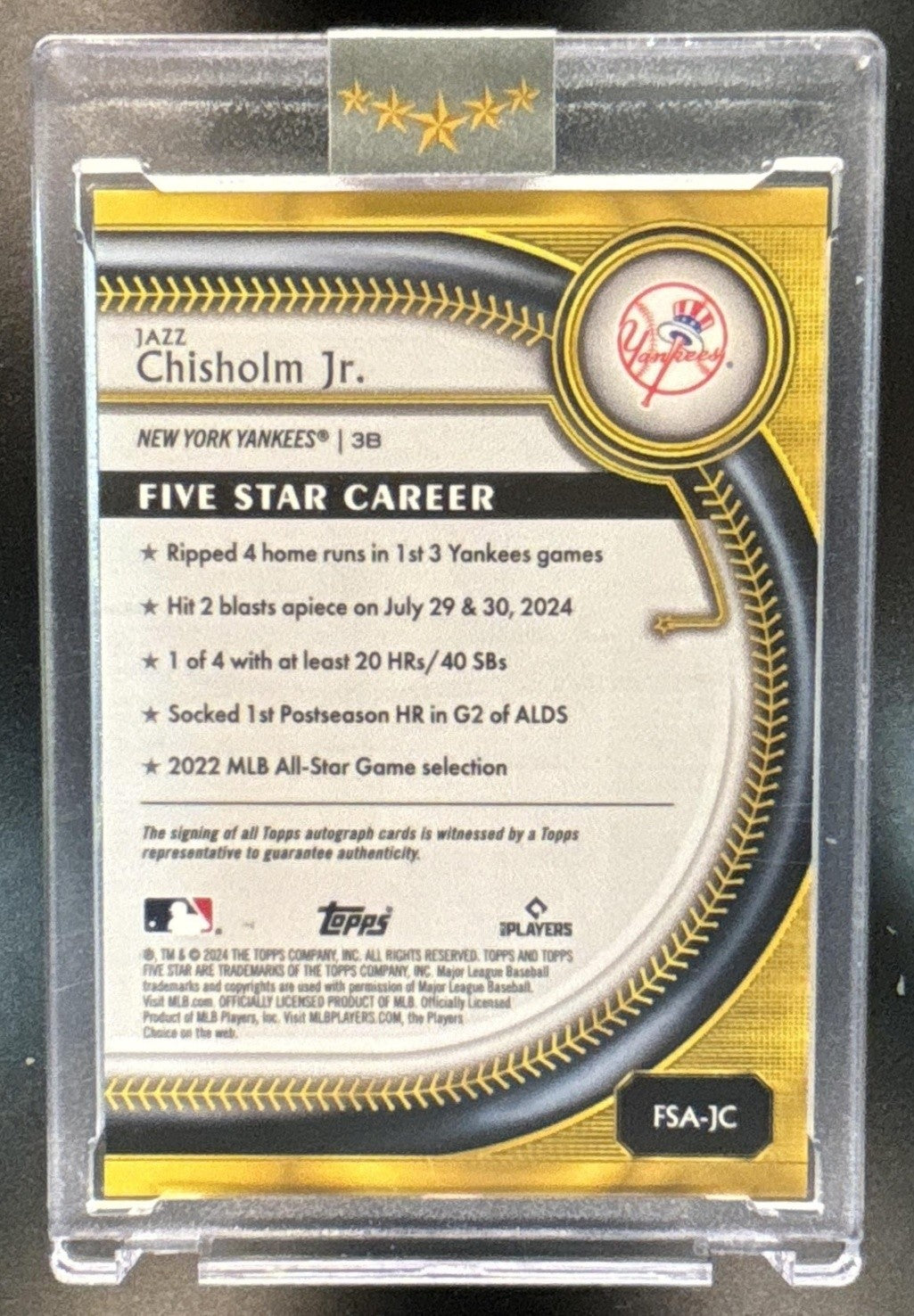 2024 Topps Five Star Junior Caminero Green /15 #FSA-JC RC Auto Tampa Bay Rays - Sports Cards
