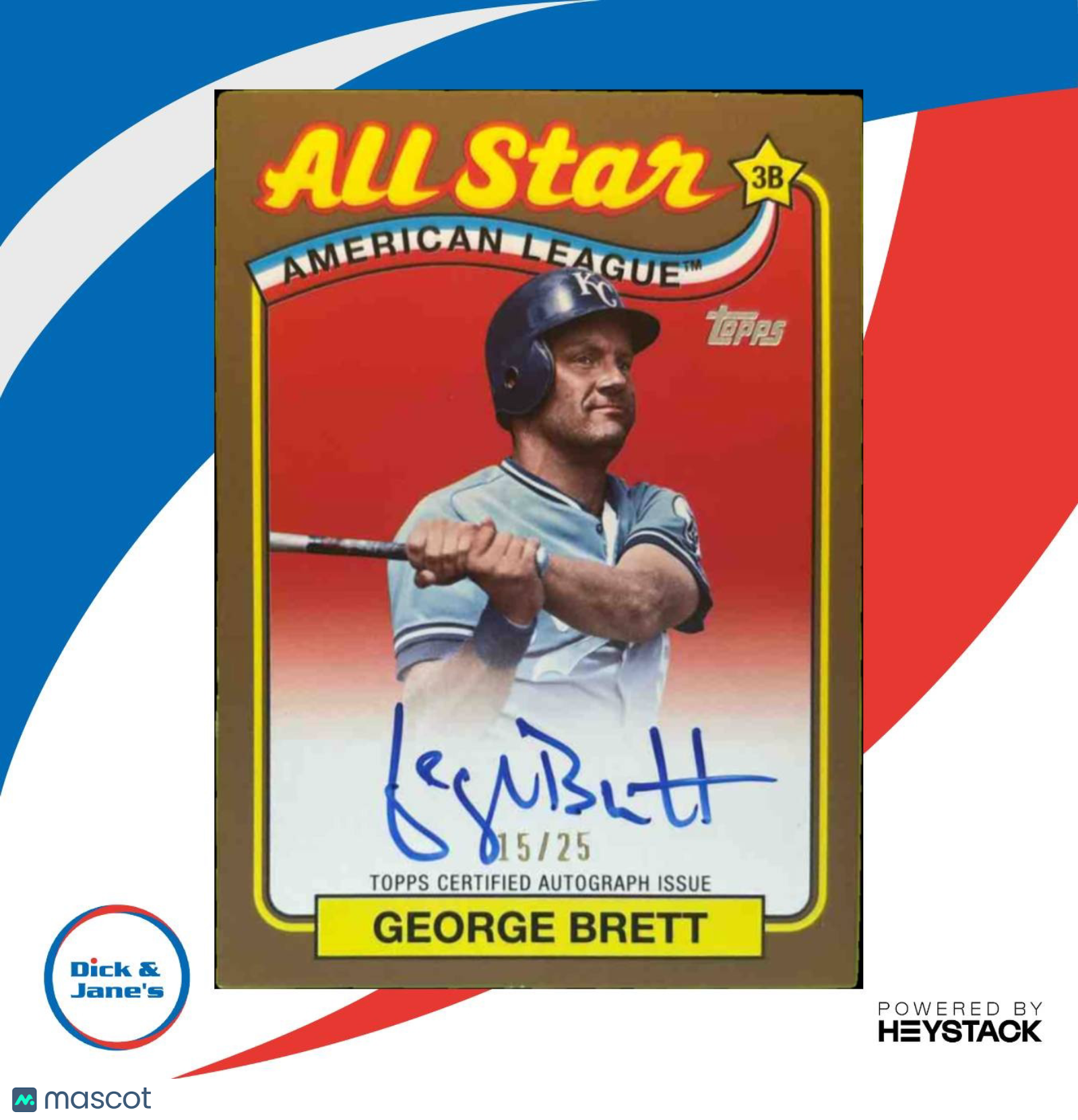 2024 Topps George Brett 1989 Baseball All Star Auto Gold 15/25 Royals - Sports Cards