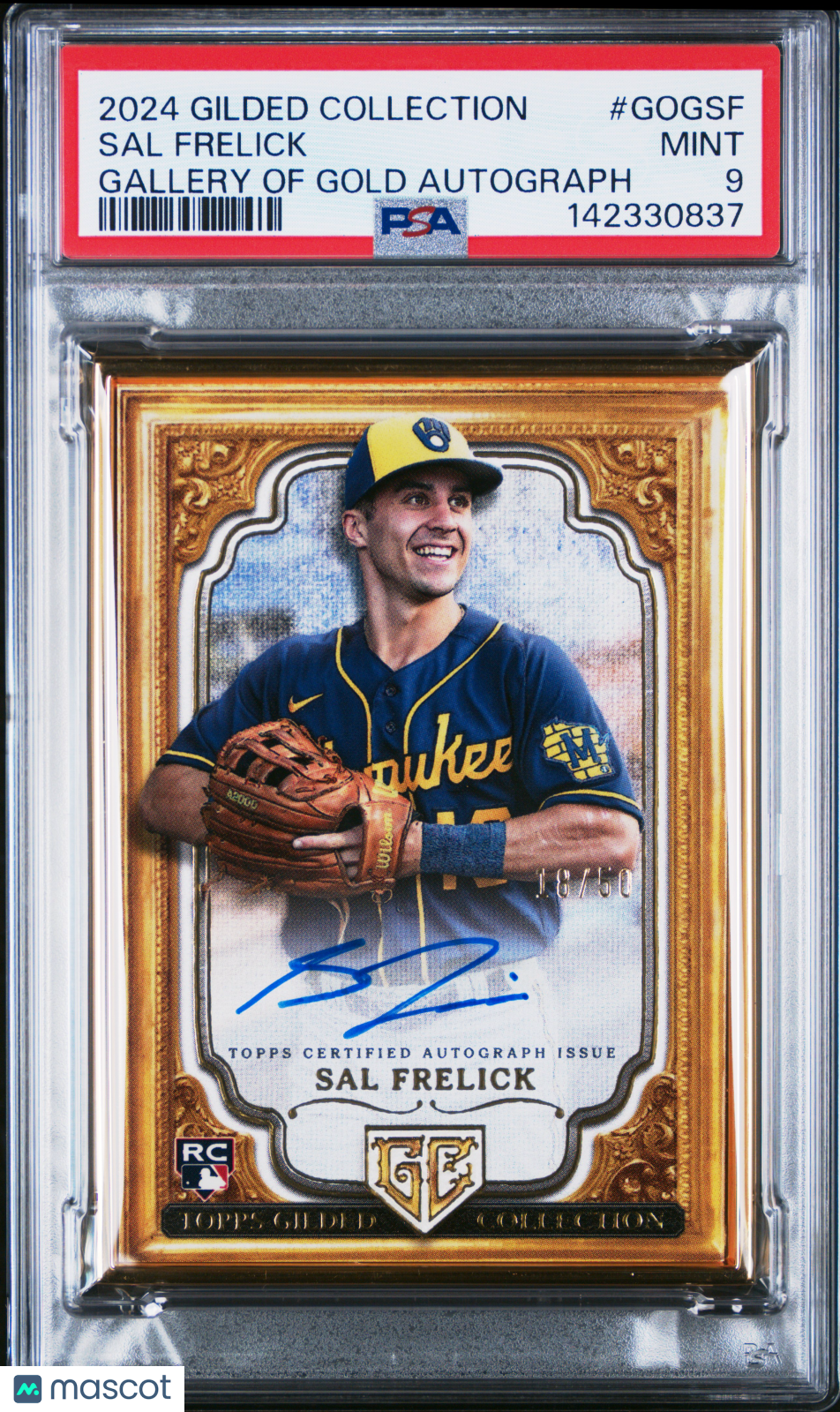 2024 Topps Gilded Collection Topps Gallery Of Gold Auto Sal Frelick 18/50 PSA 9 - Graded Sports Cards