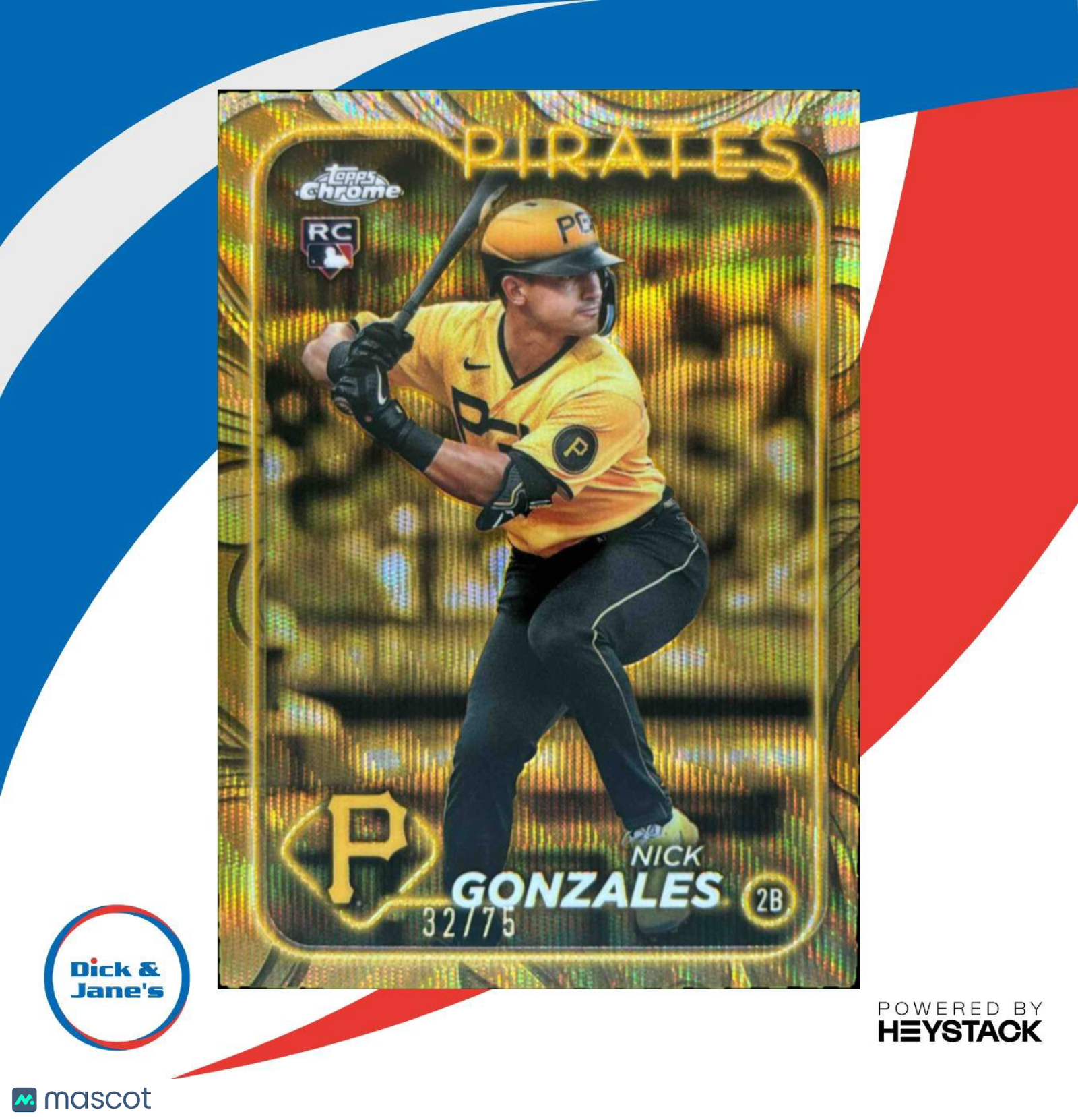 2024 Topps Gilded Collection Nick Gonzales Gold Wave Refractor /75 #134 Pirates - Sports Cards