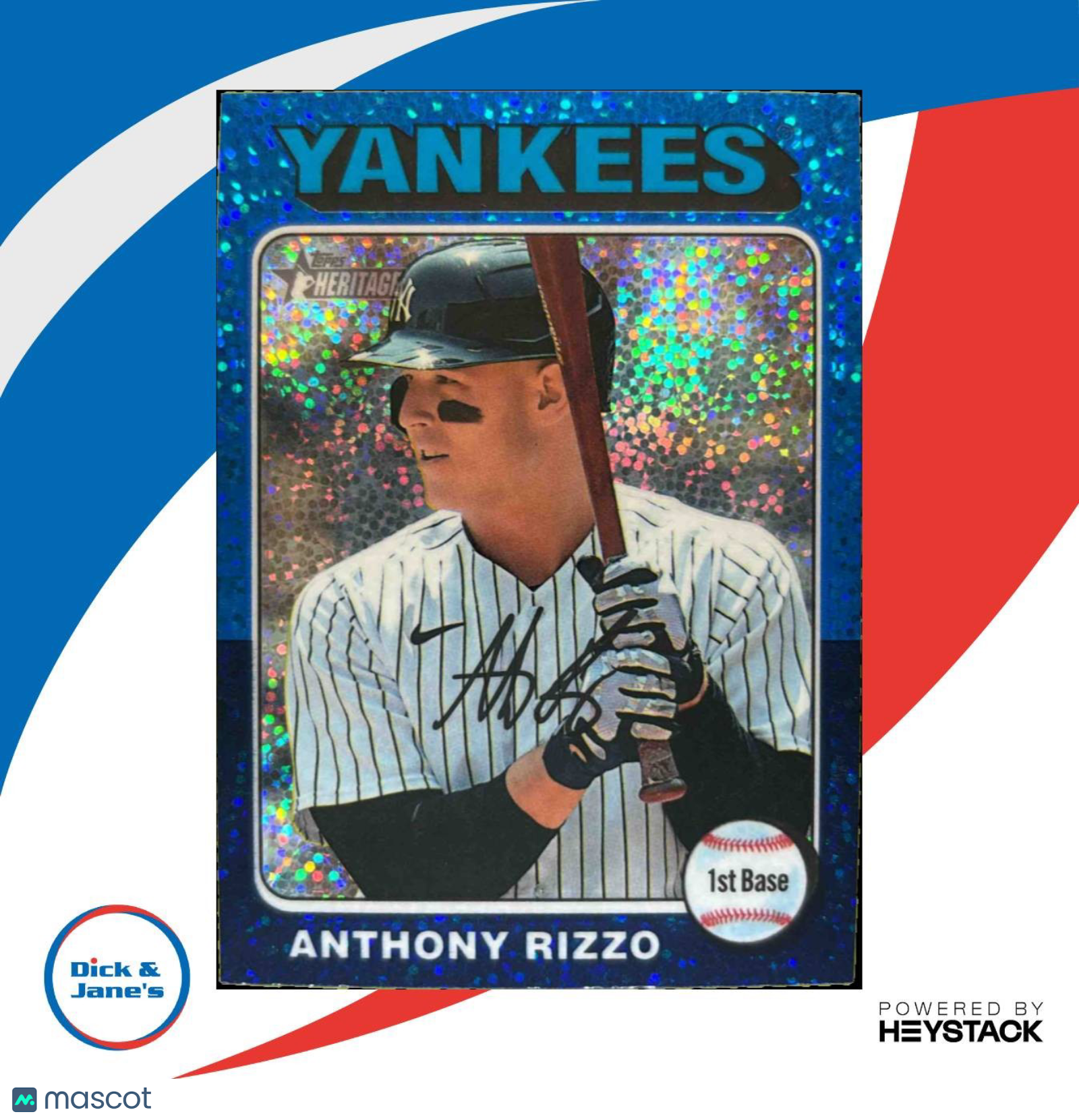 2024 Topps Heritage Anthony Rizzo Chrome Blue Sparkle Refractor #367 Yankees - Sports Cards