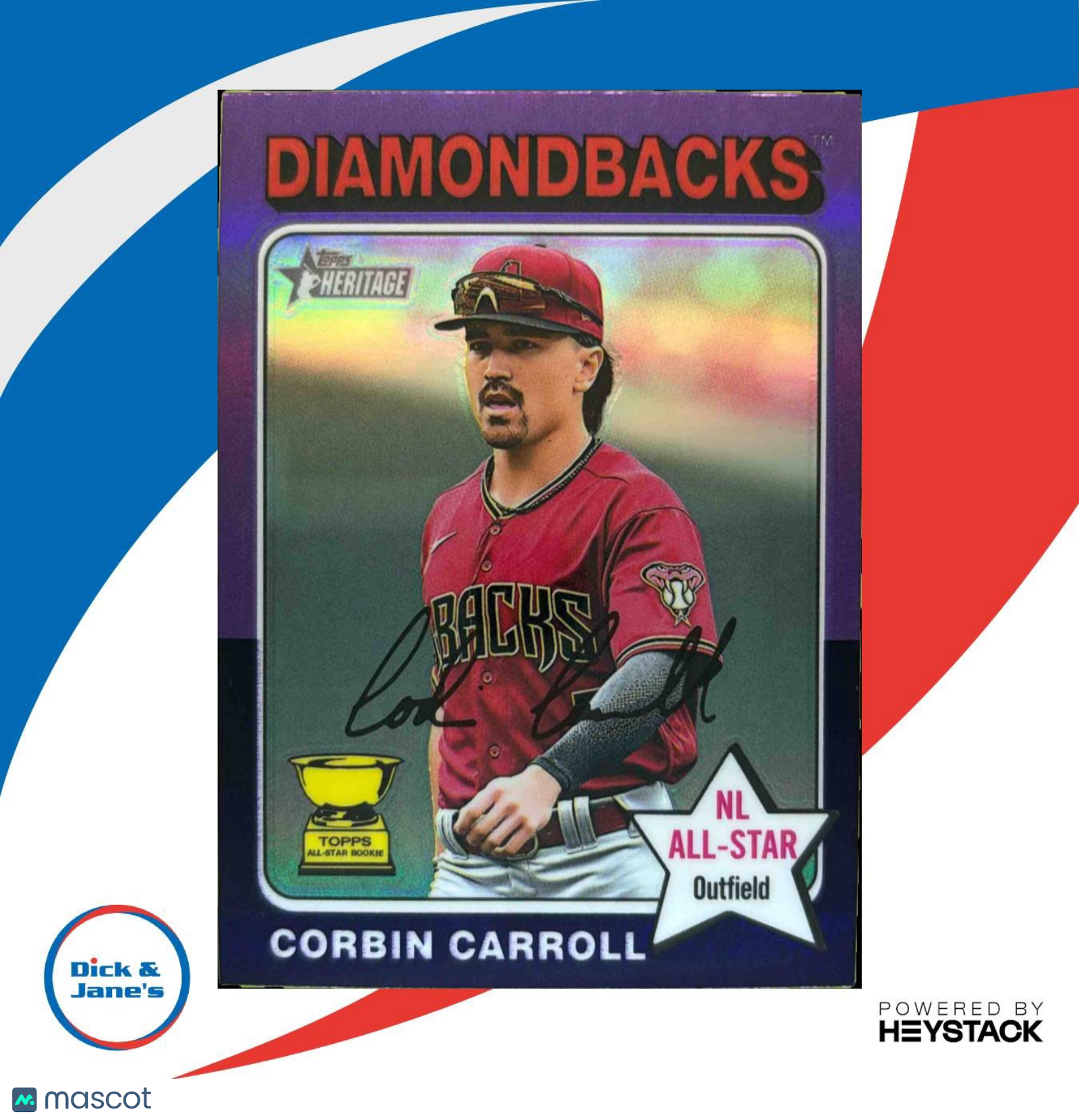 2024 Topps Heritage Corbin Carroll Chrome Purple Refractor #372 Diamondbacks - Sports Cards