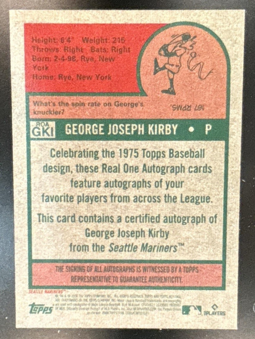 2024 Topps Heritage George Kirby Real One Auto #ROA-GKI Seattle Mariners - Sports Cards
