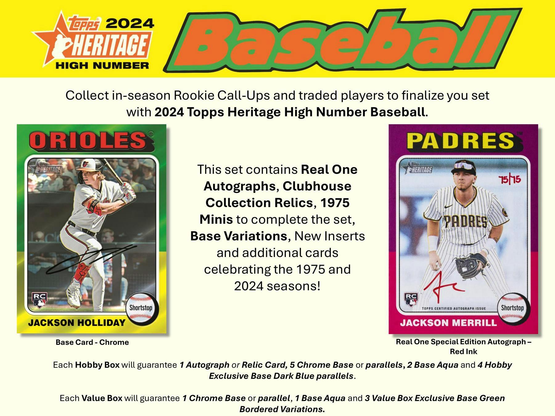 2024 Topps Heritage High Number Baseball Hobby Box (1 Auto or Relic) - MLB hobby