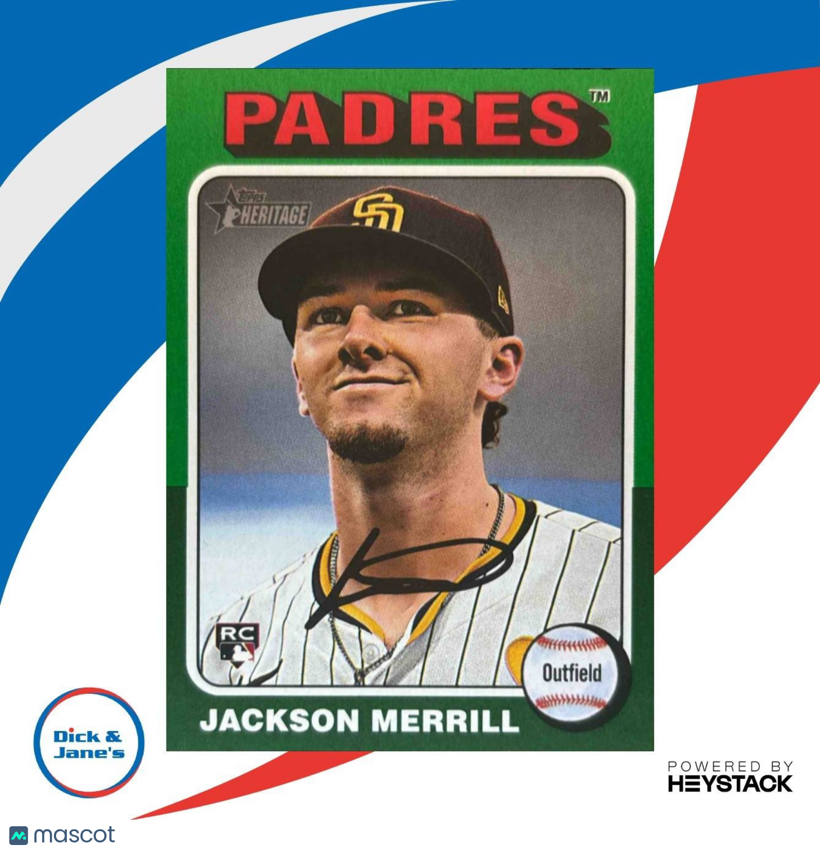 2024 Topps Heritage High Number Jackson Merrill Green Bordered #689 RC Padres - Sports Cards