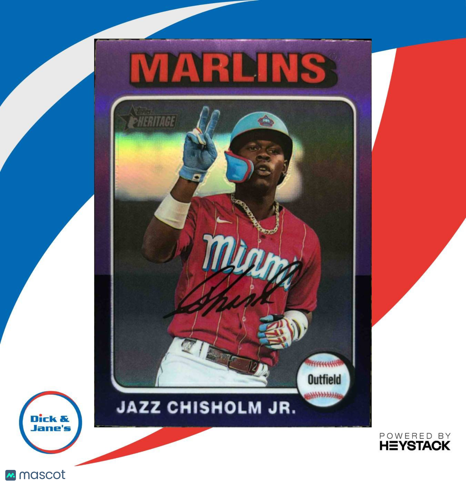2024 Topps Heritage Jazz Chisholm Jr. Chrome Purple Refractor #409 Miami Marlins - Sports Cards