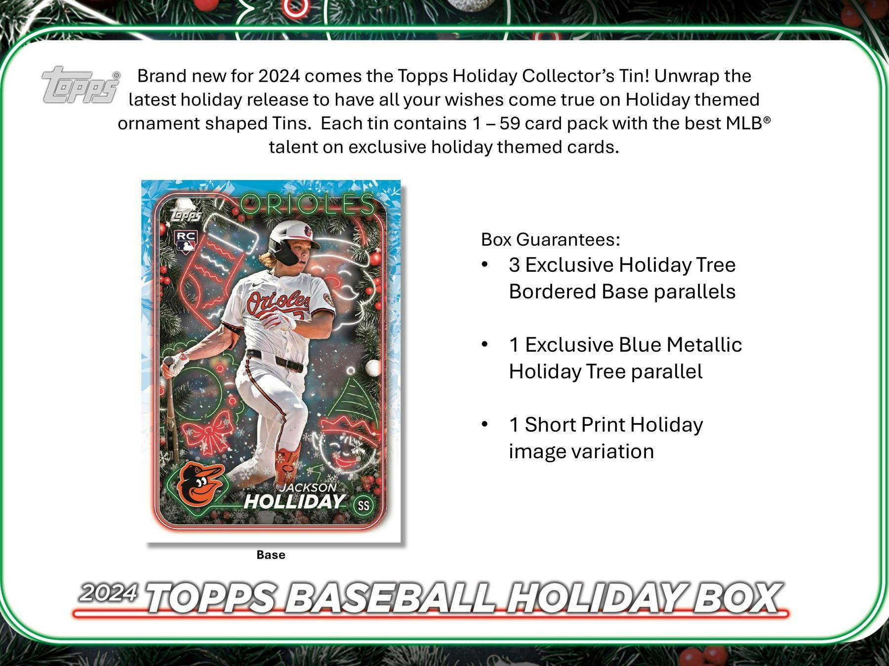 2024 Topps Holiday Baseball Christmas Tin (3 Packs Plus More Cheer) - Baseball Box