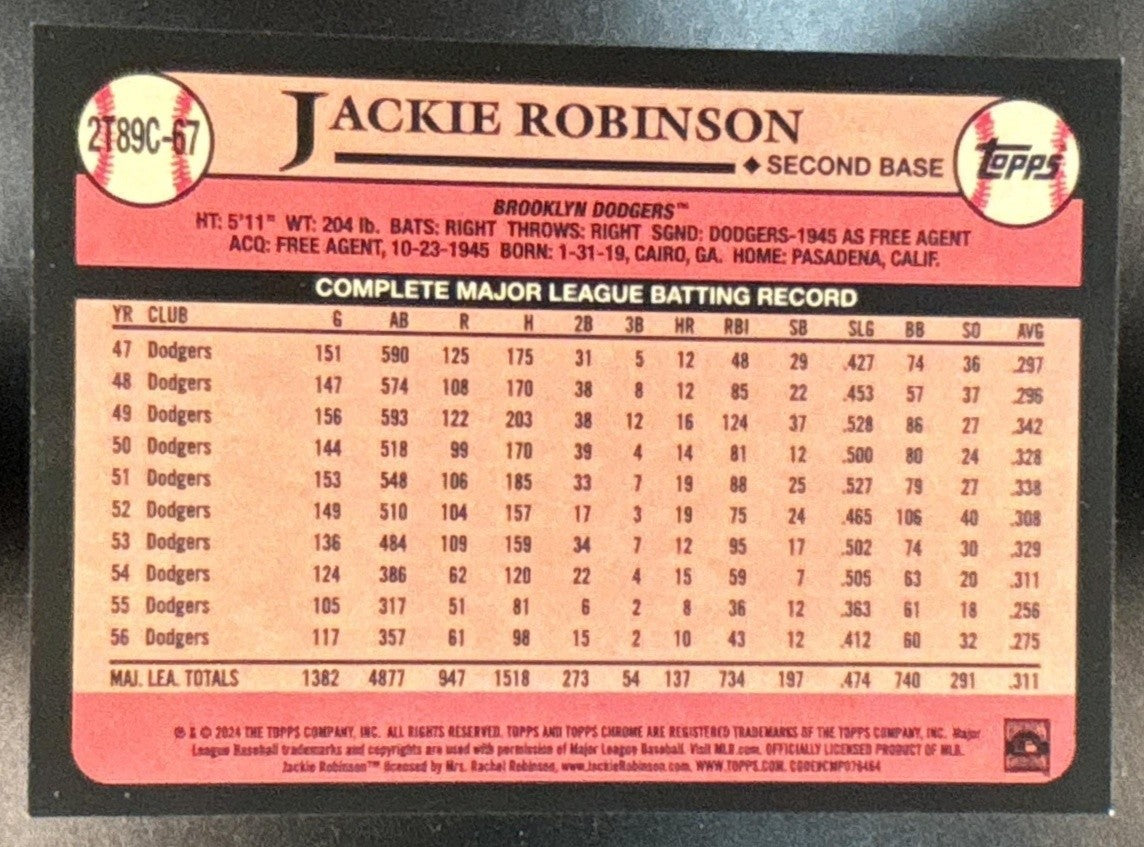 2024 Topps Jackie Robinson 1989 Baseball 35th Anniversary Chrome Aqua /199 - Sports Cards
