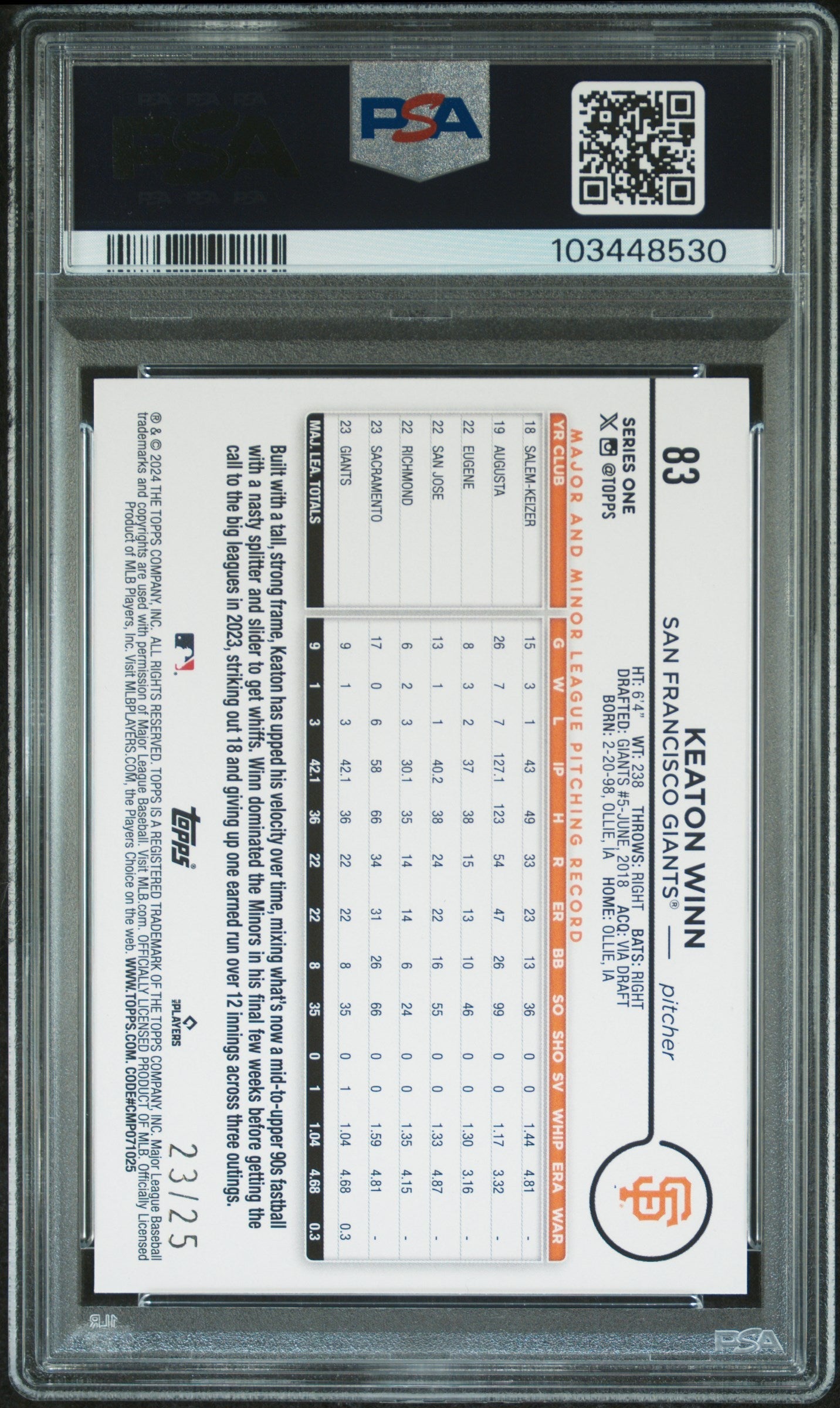2024 Topps Keaton Winn Memorial Day Camo #83 PSA 9 - Graded Sports Cards