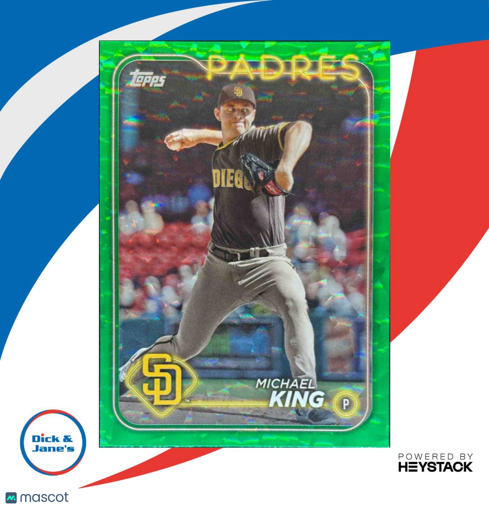 2024 Topps Michael King Green Crackle Foil 137/499 #429 San Diego Padres - Sports Cards