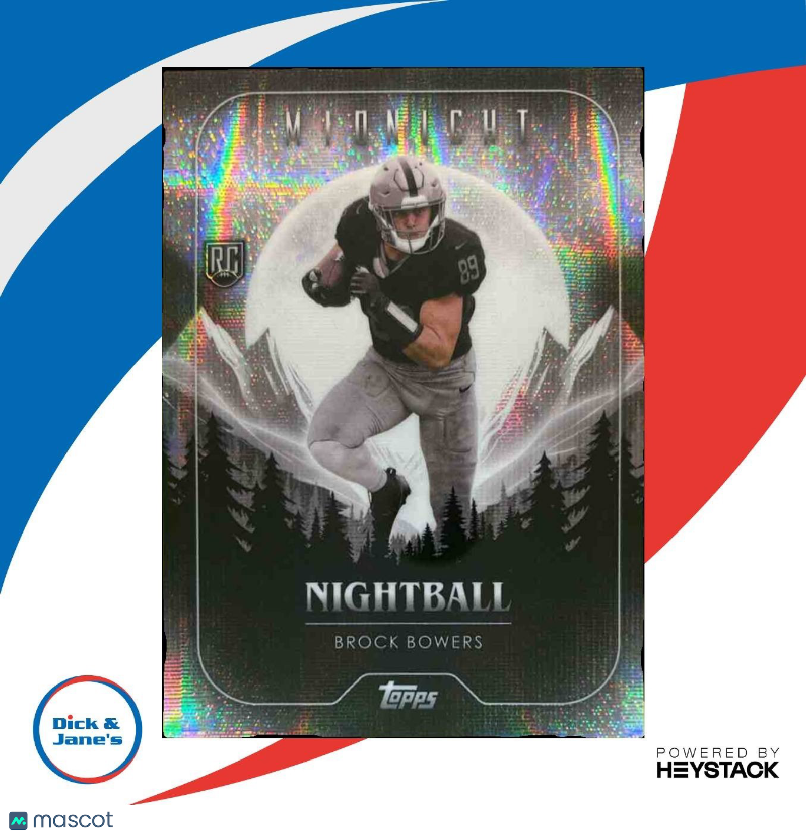 2024 Topps Midnight Brock Bowers Nightball Moon Beam #NB-13 RC Las Vegas Raiders - Sports Cards