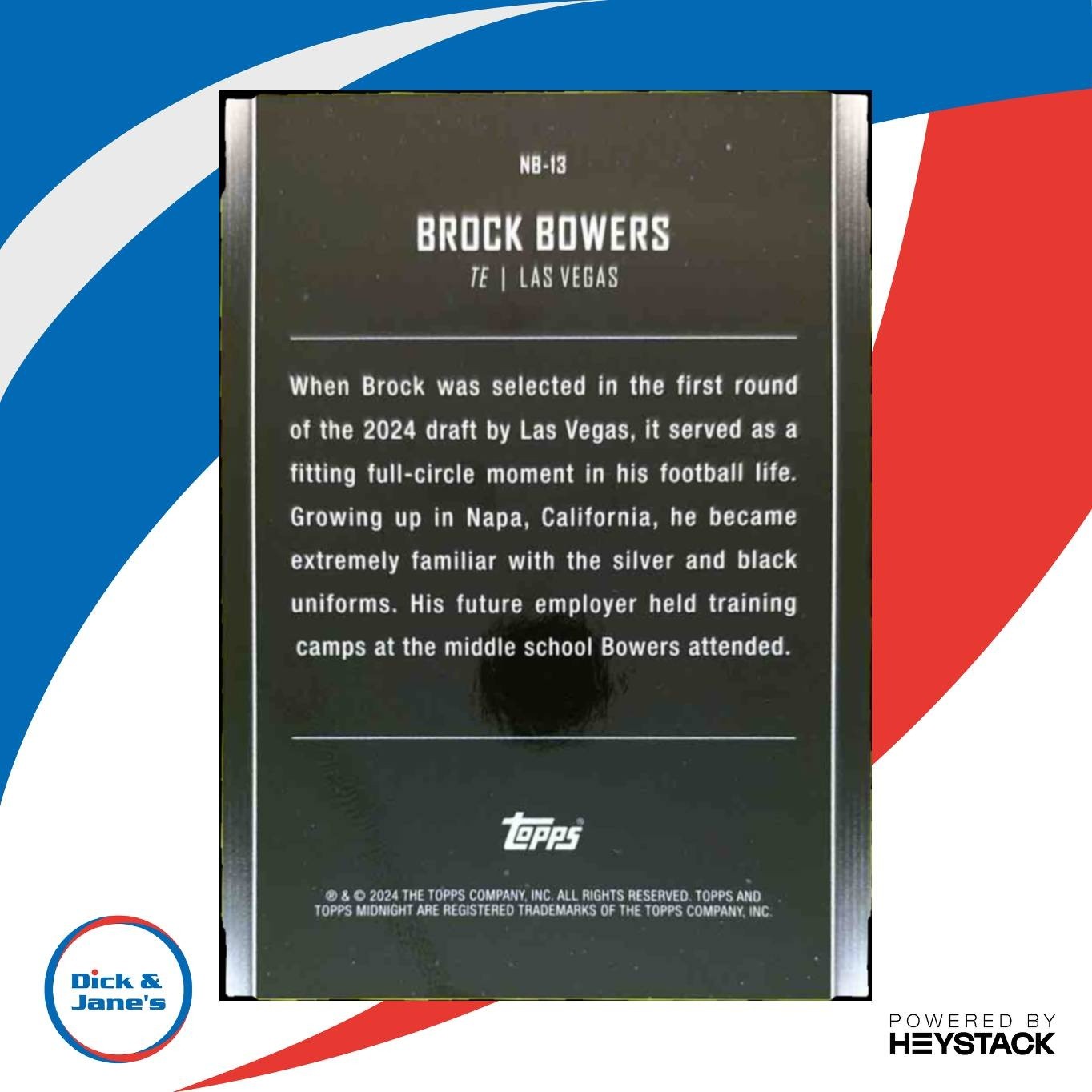 2024 Topps Midnight Brock Bowers Nightball Moon Beam #NB-13 RC Las Vegas Raiders - Sports Cards