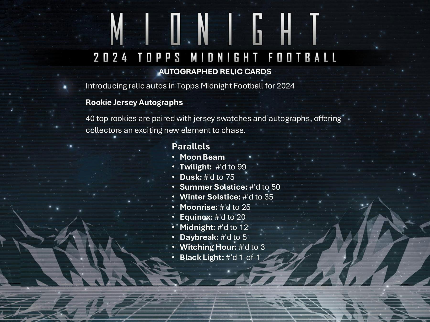 2024 Topps Midnight Football Hobby Box (3 Autos) Daniels Nix Williams - NFL Hobby Box