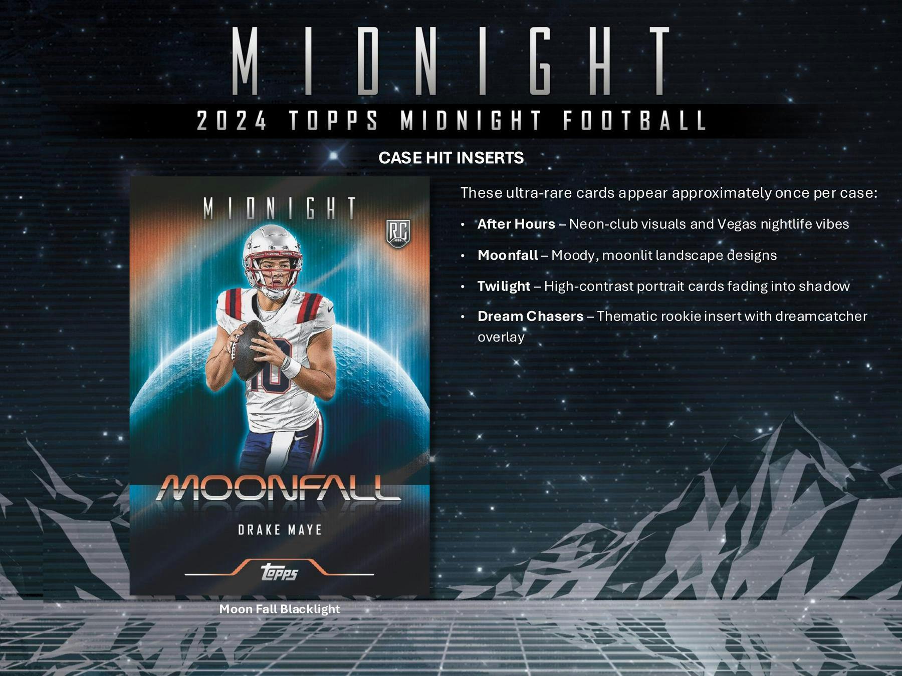 2024 Topps Midnight Football Hobby Box (3 Autos) Daniels Nix Williams - NFL Hobby Box