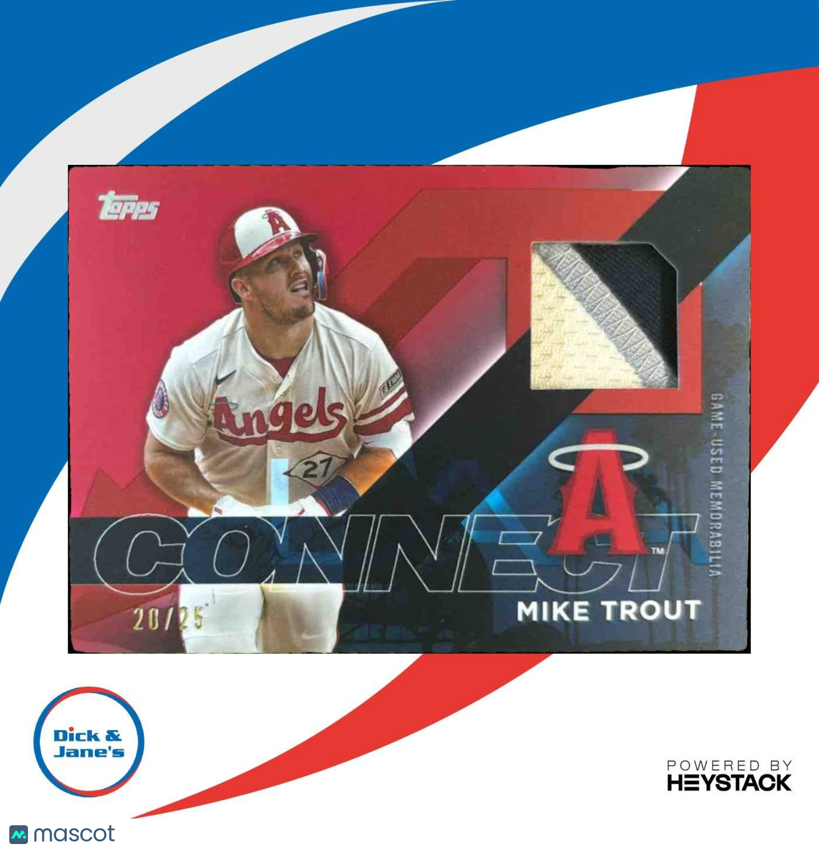 2024 Topps Mike Trout City Connect Swatch Collection Relic Red /25 MEM Angels - Sports Cards
